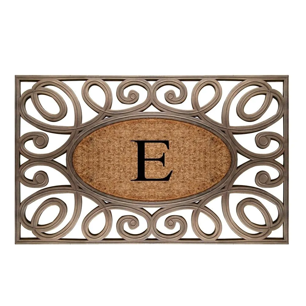A1HC Rubber and Coir Elegant Circles. Monogrammed Double Door Doormat