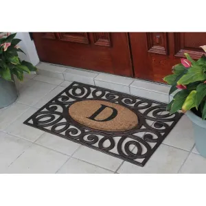 A1HC Rubber and Coir Elegant Circles. Monogrammed Double Door Doormat