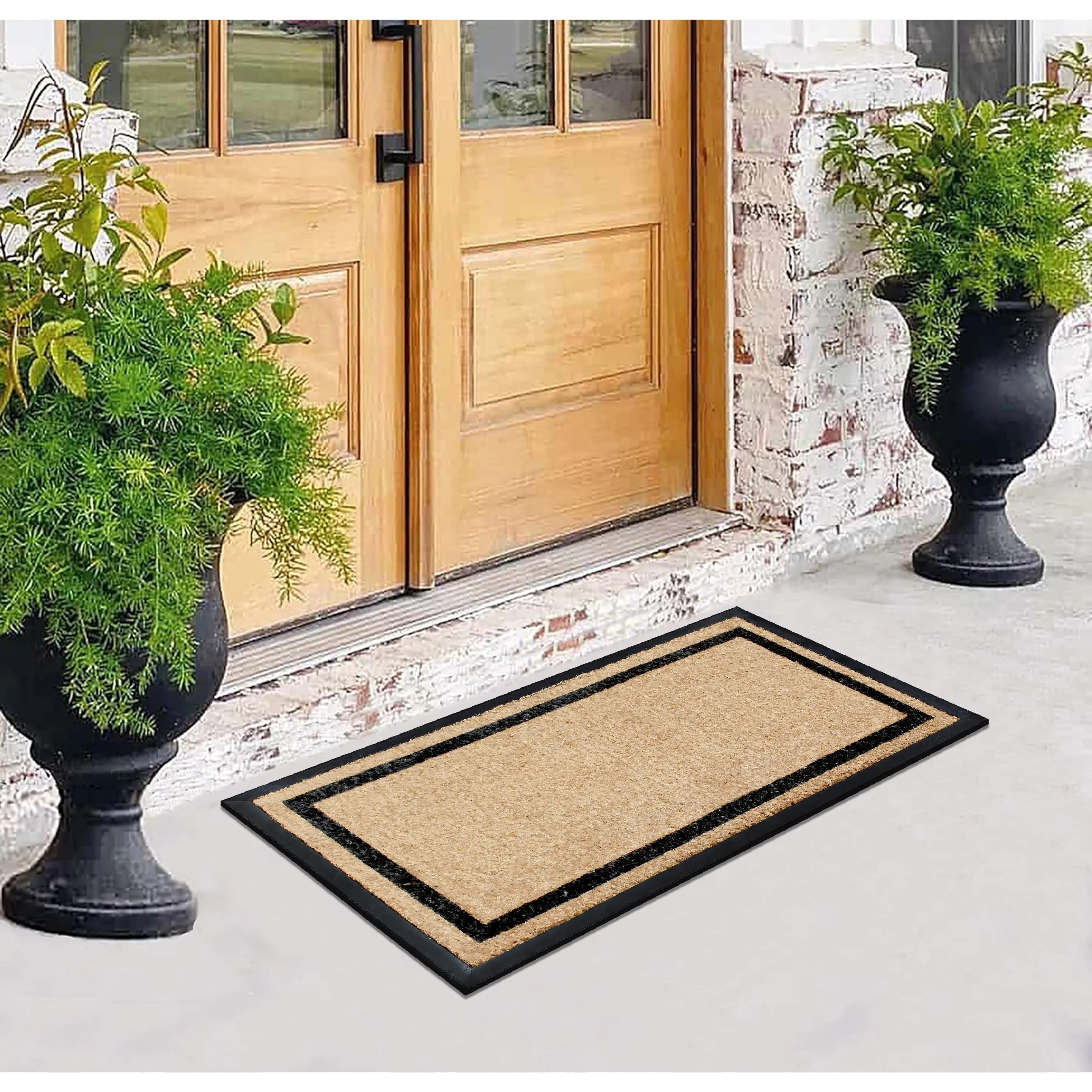 A1HC Rubber and Coir Heavy Weight large Outdoor Durable Doormat 24X48. Beige