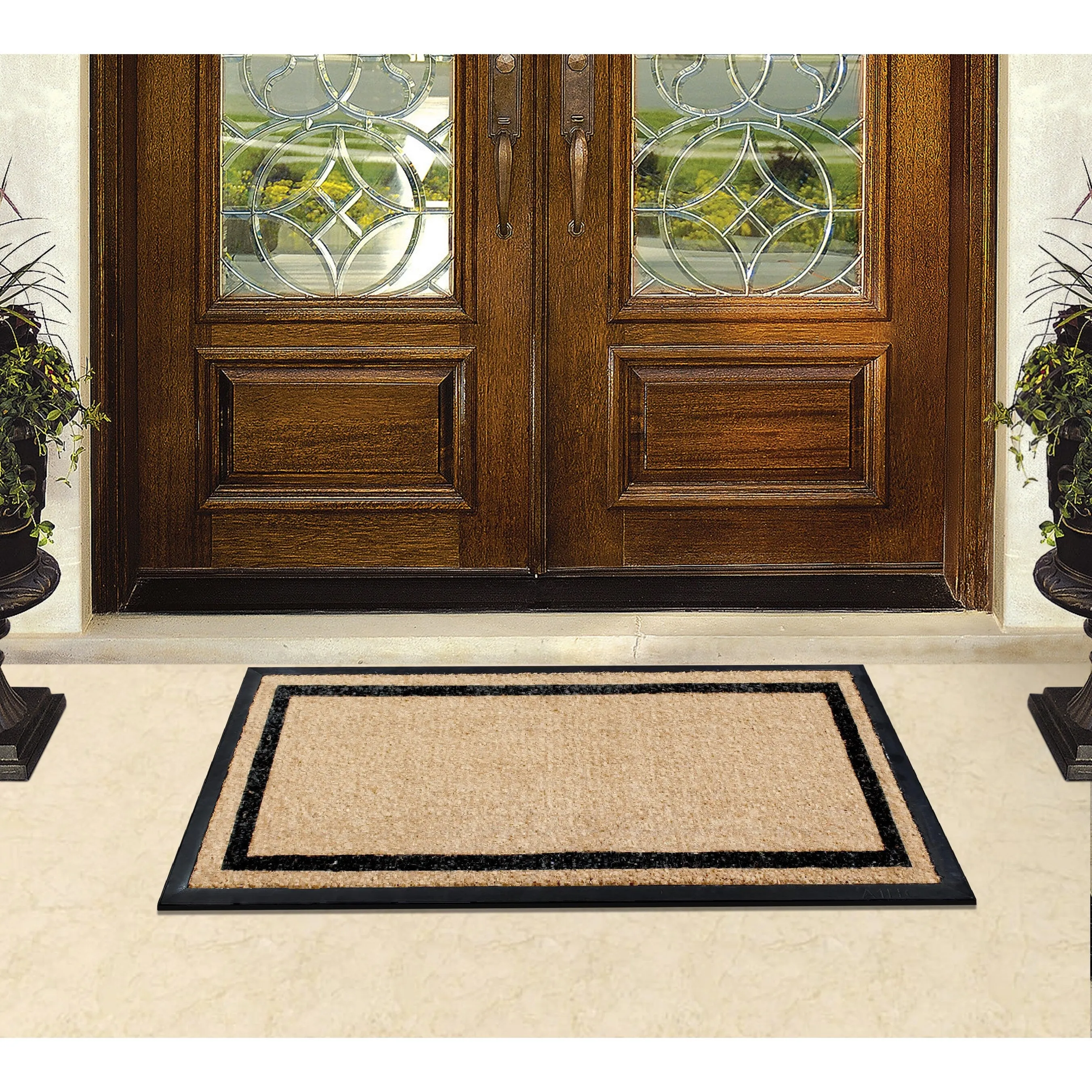 A1HC Rubber and Coir Heavy Weight large Outdoor Durable Doormat 24X48. Beige