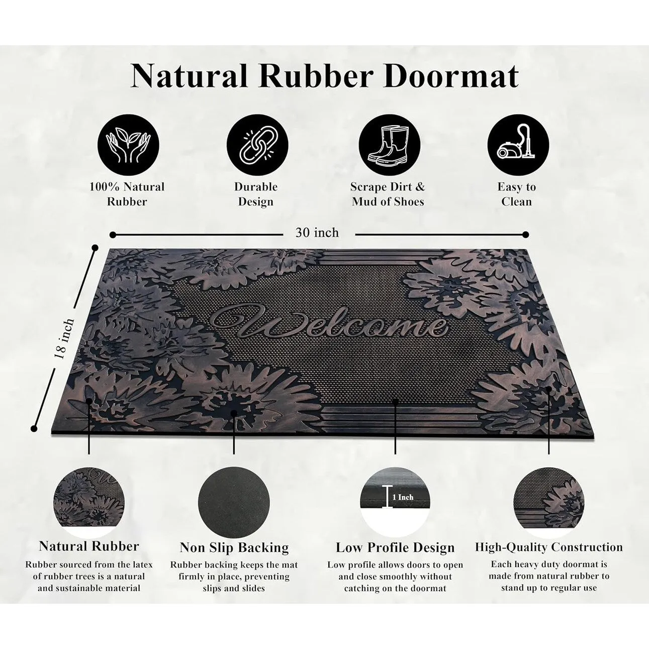 A1HC Welcome Rubber Pin Mat. Beautifully Copper Finished 18 X 30