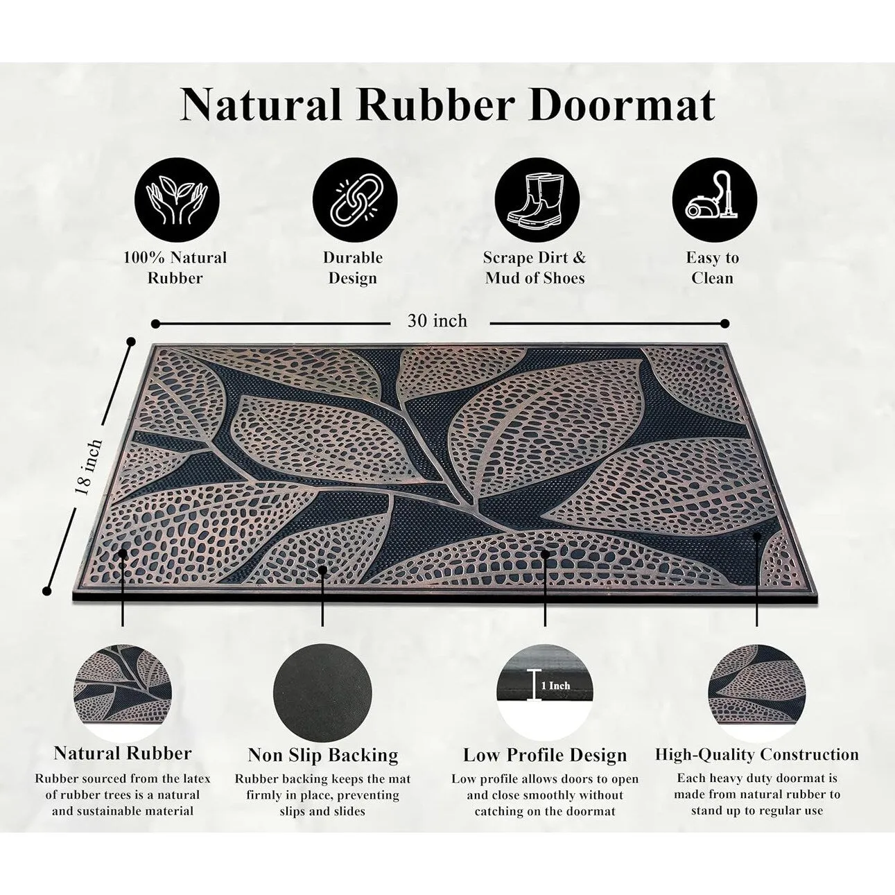 A1HC Welcome Rubber Pin Mat. Beautifully Copper Finished 18 X 30