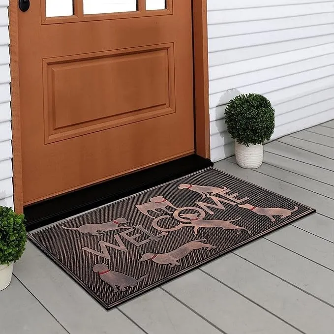 A1HC Welcome Rubber Pin Mat. Beautifully Copper Finished 18 X 30