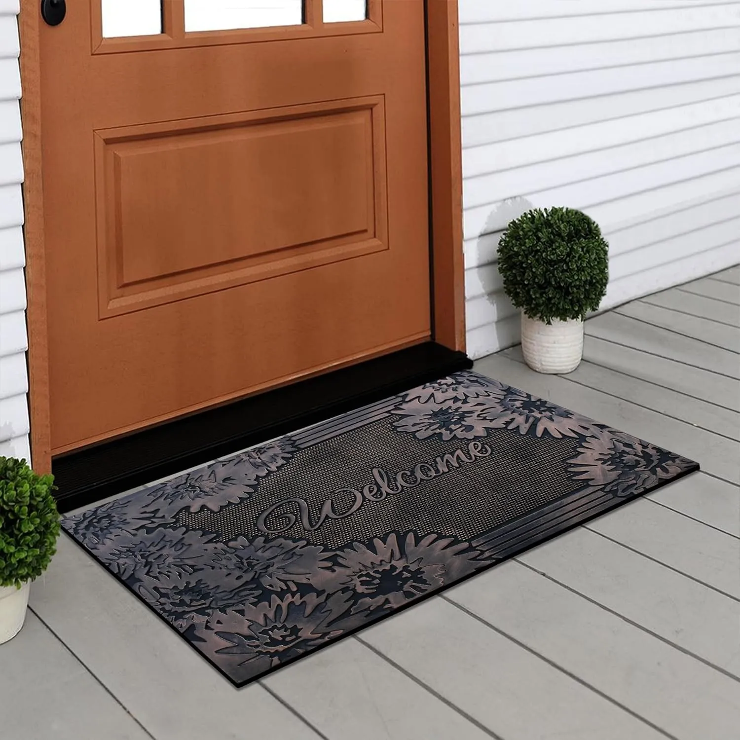 A1HC Welcome Rubber Pin Mat. Beautifully Copper Finished 18 X 30