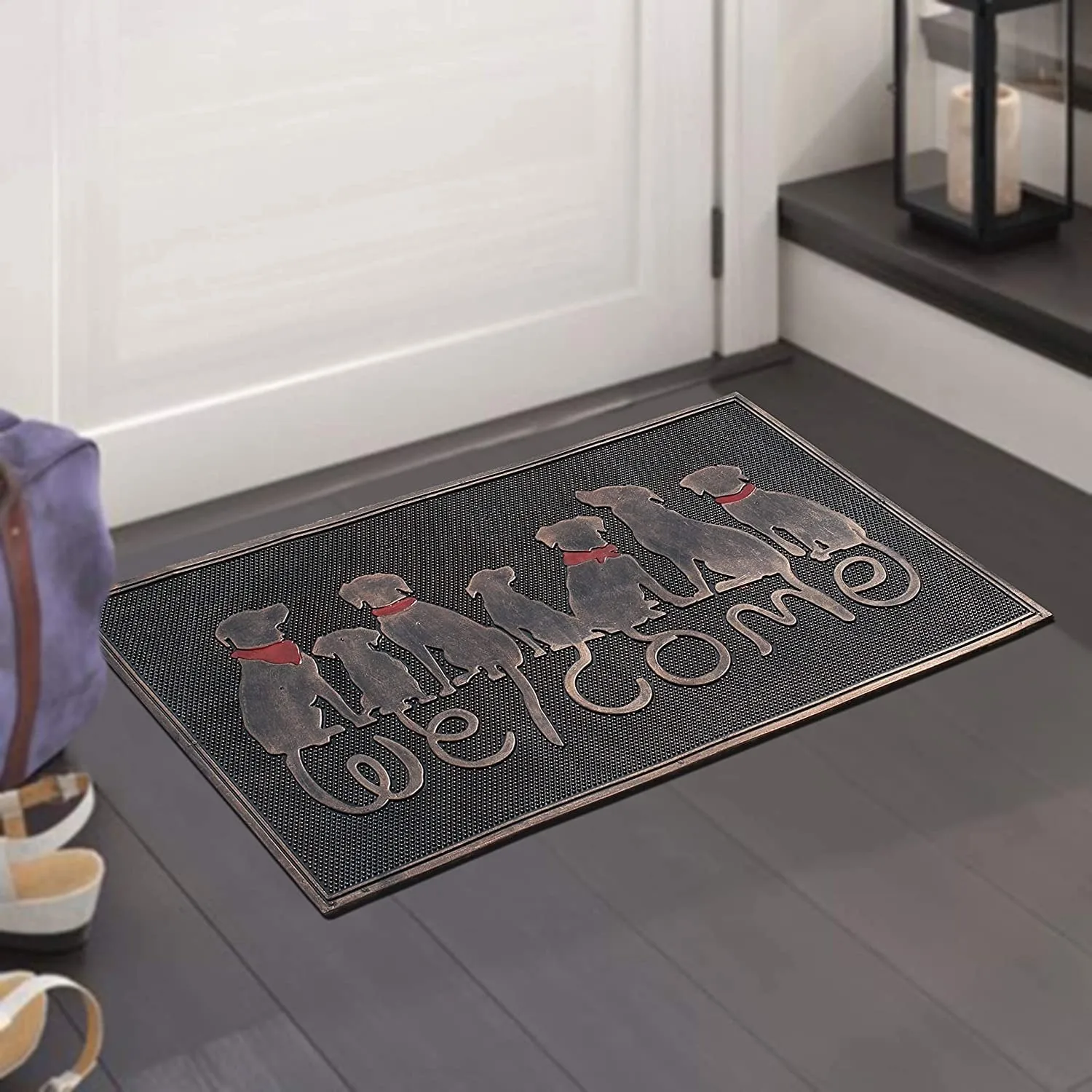 A1HC Welcome Rubber Pin Mat. Beautifully Copper Finished 18 X 30