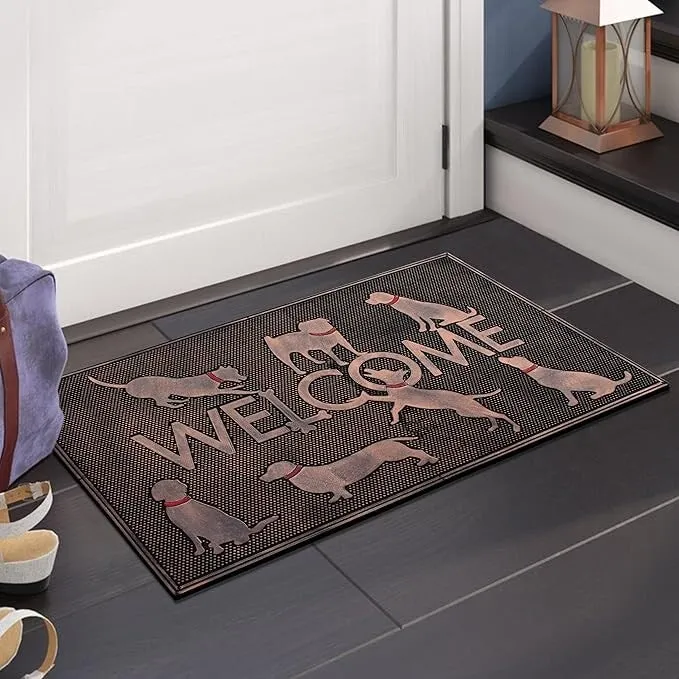A1HC Welcome Rubber Pin Mat. Beautifully Copper Finished 18 X 30