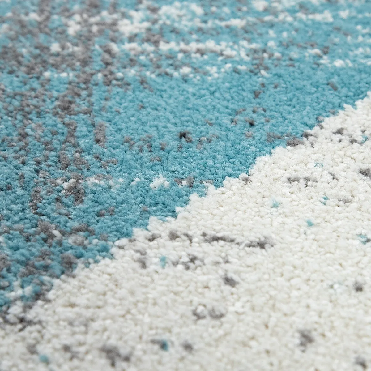 Abstract Area Rug with Geometric Designer Pattern and Faded Colors