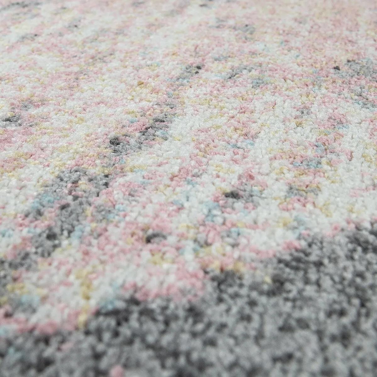 Abstract Area Rug with Geometric Designer Pattern and Faded Colors