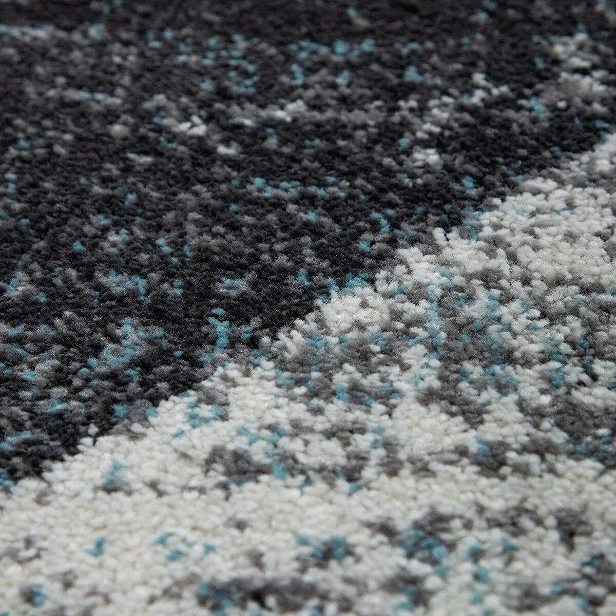 Abstract Area Rug with Geometric Designer Pattern and Faded Colors