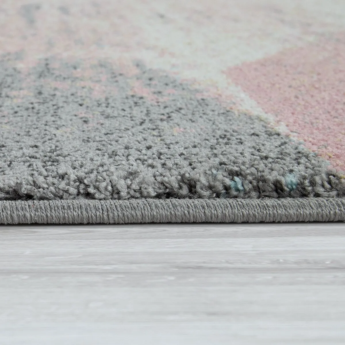 Abstract Area Rug with Geometric Designer Pattern and Faded Colors