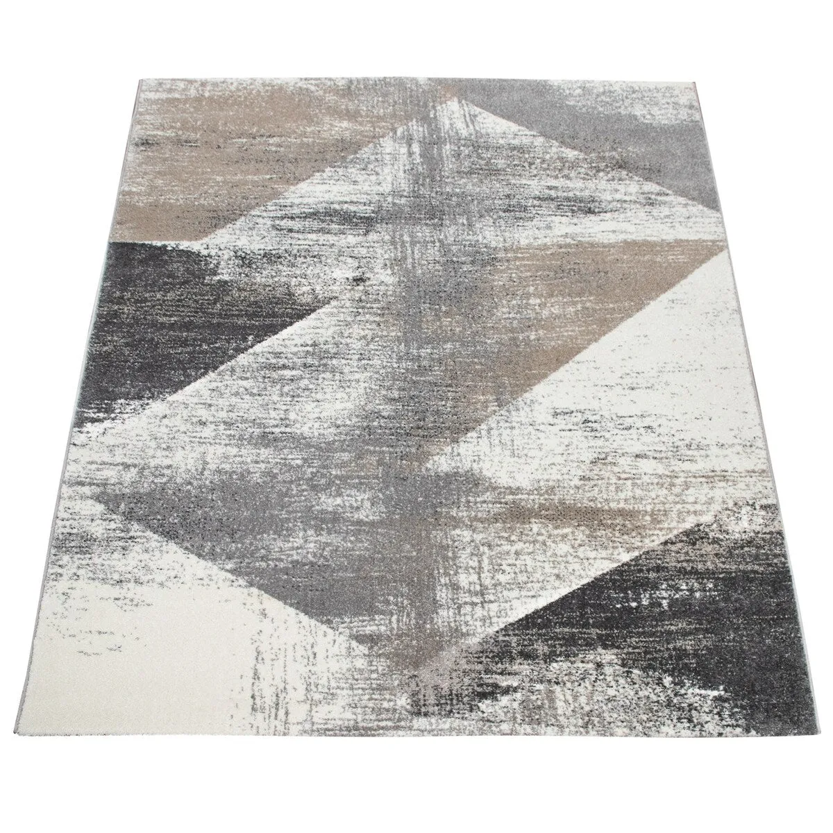 Abstract Area Rug with Geometric Designer Pattern and Faded Colors