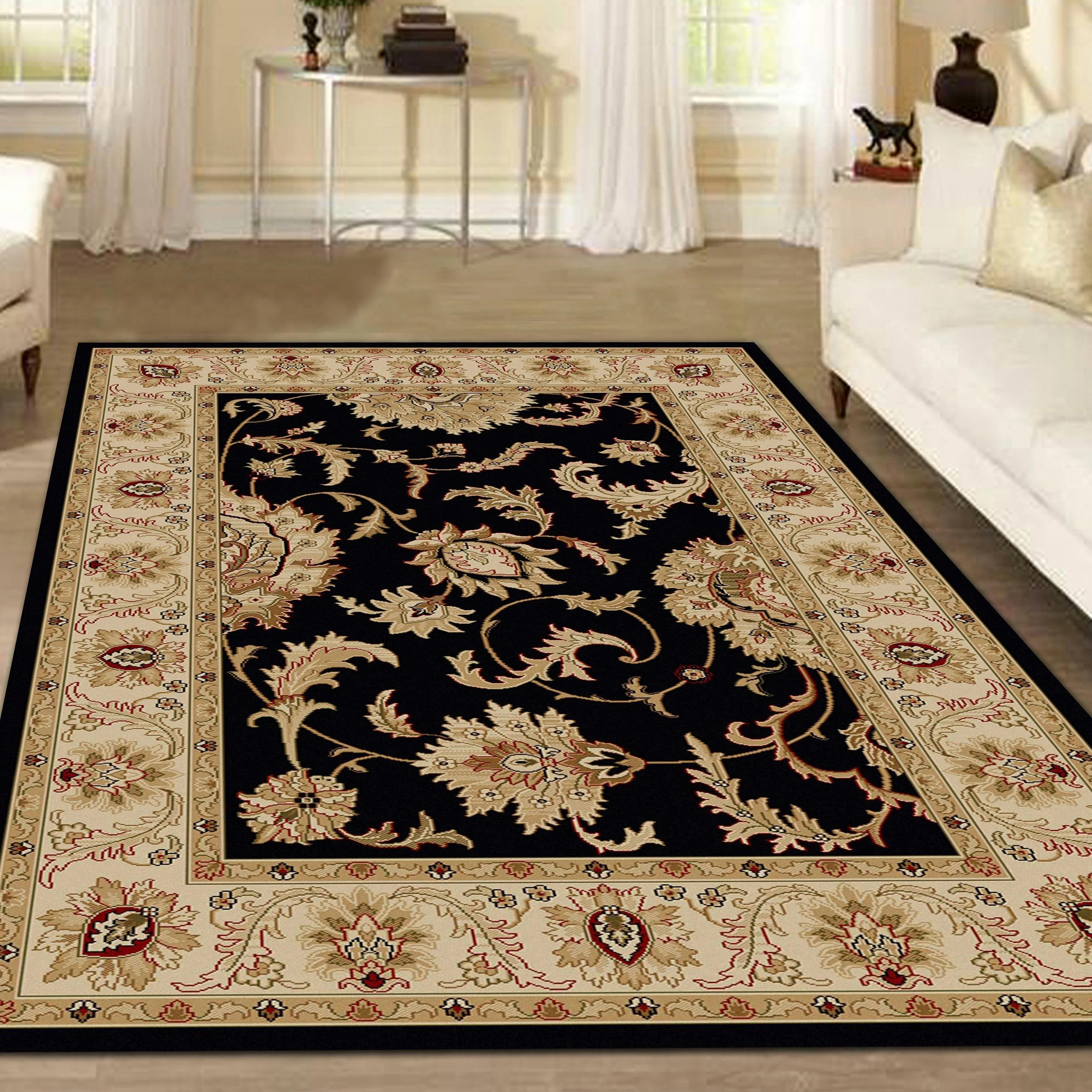 Admire Home Living Amalfi Traditional Floral Scroll Pattern Area Rug