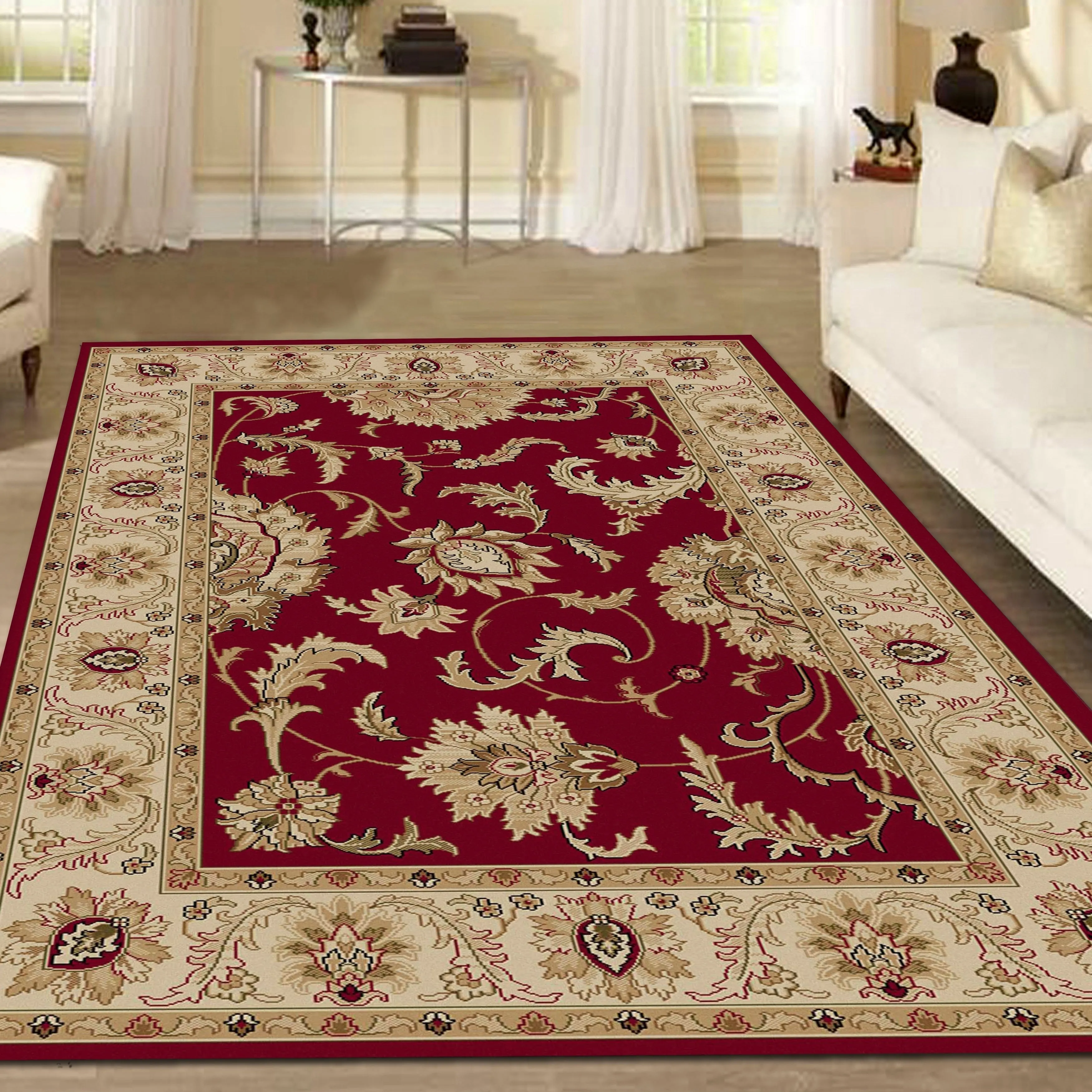 Admire Home Living Amalfi Traditional Floral Scroll Pattern Area Rug