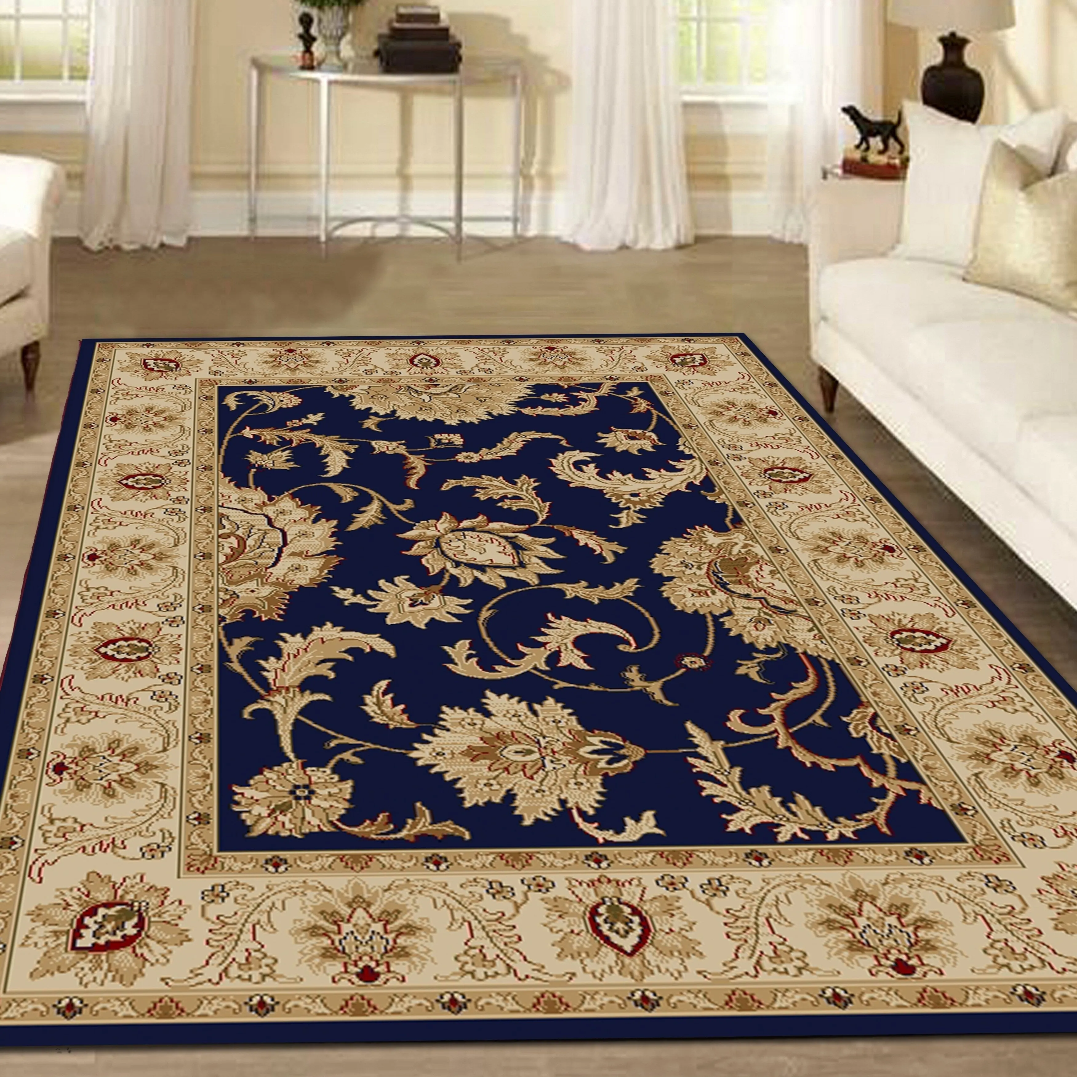 Admire Home Living Amalfi Traditional Floral Scroll Pattern Area Rug