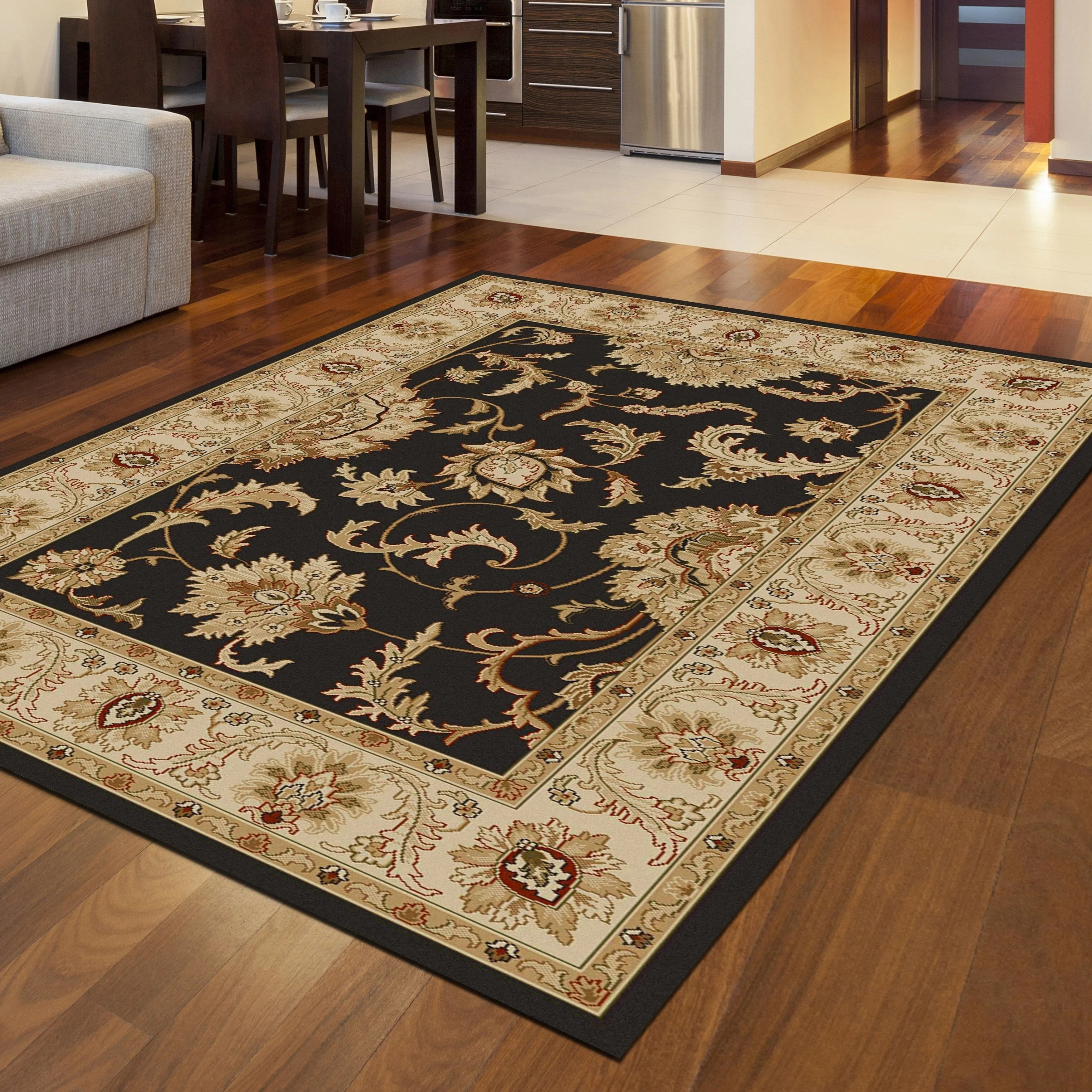 Admire Home Living Amalfi Traditional Floral Scroll Pattern Area Rug