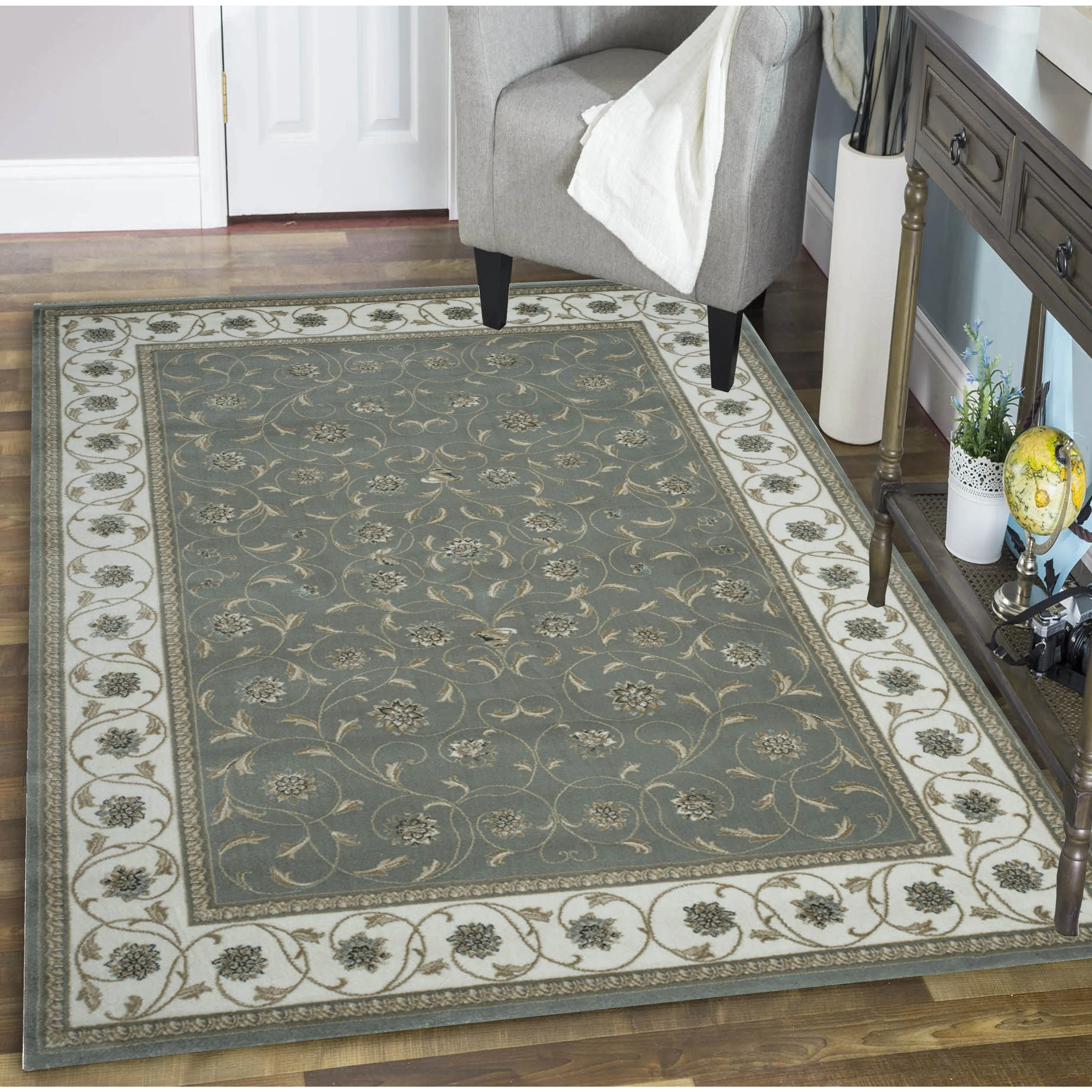 Admire Home Living Plaza Floral Scroll Area Rug