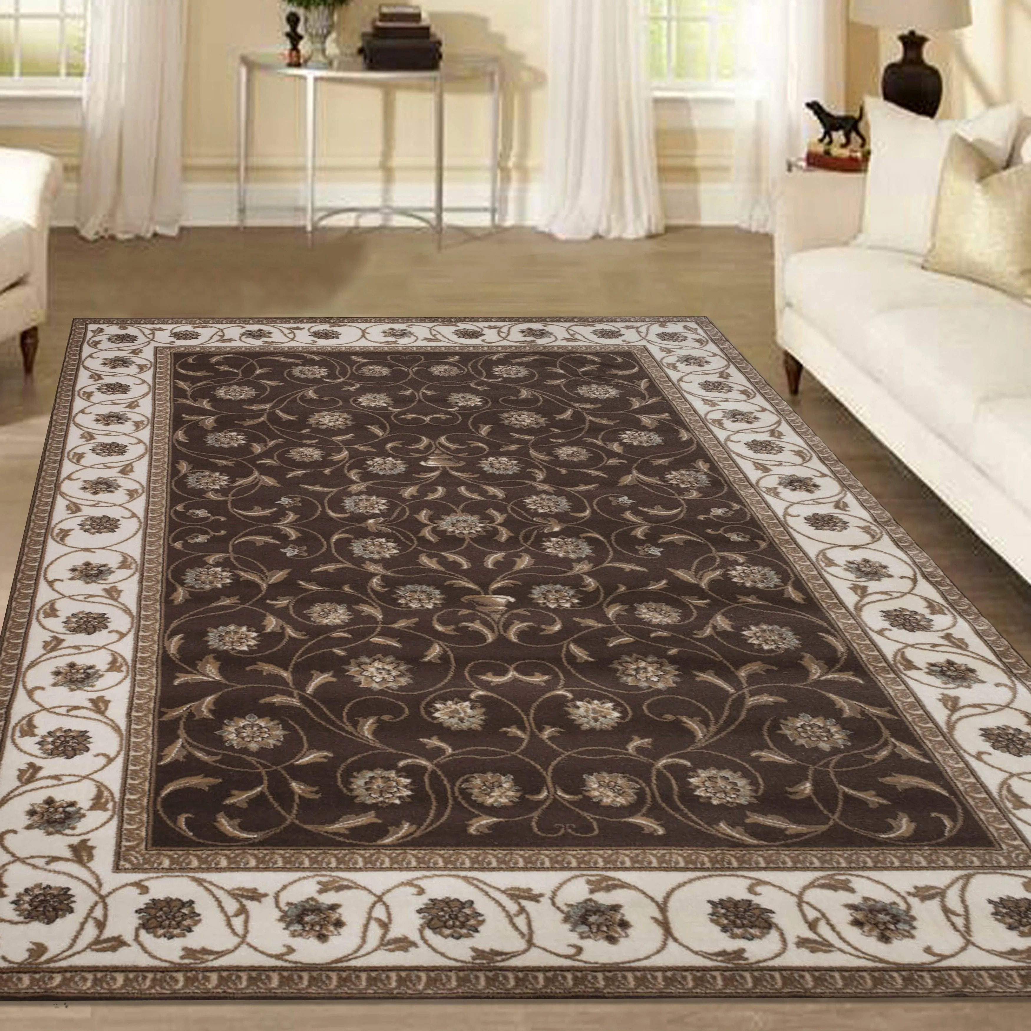 Admire Home Living Plaza Floral Scroll Area Rug