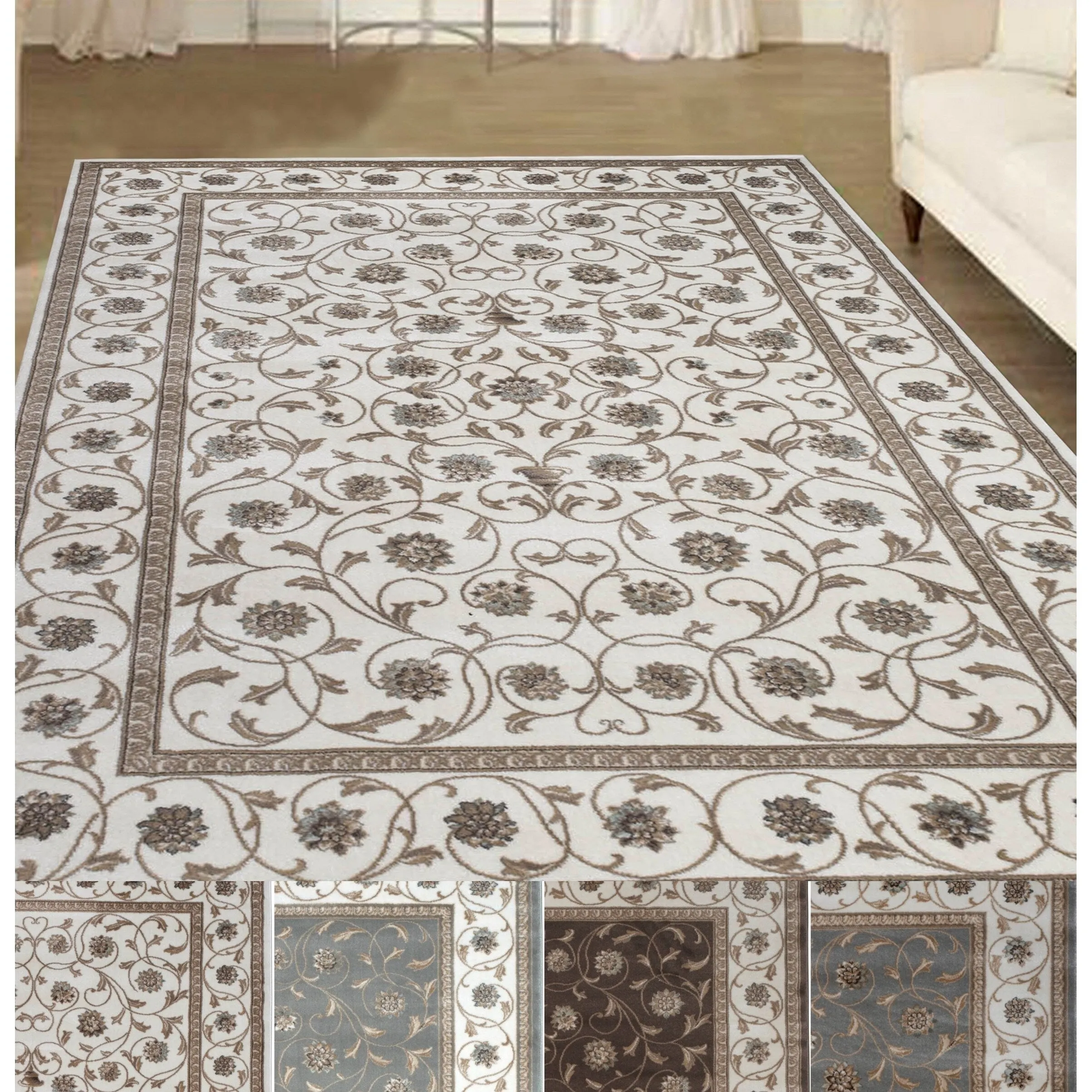 Admire Home Living Plaza Floral Scroll Area Rug