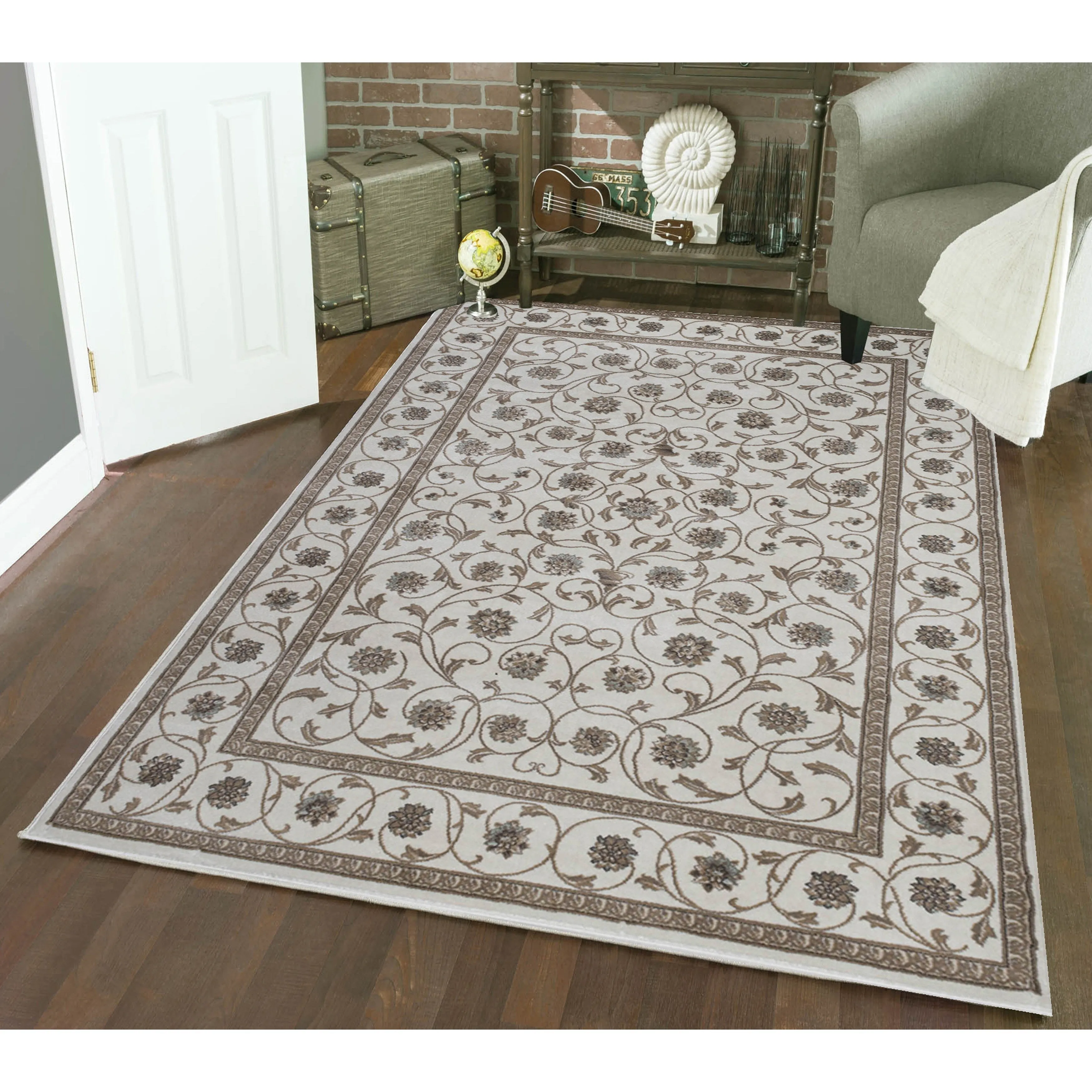 Admire Home Living Plaza Floral Scroll Area Rug