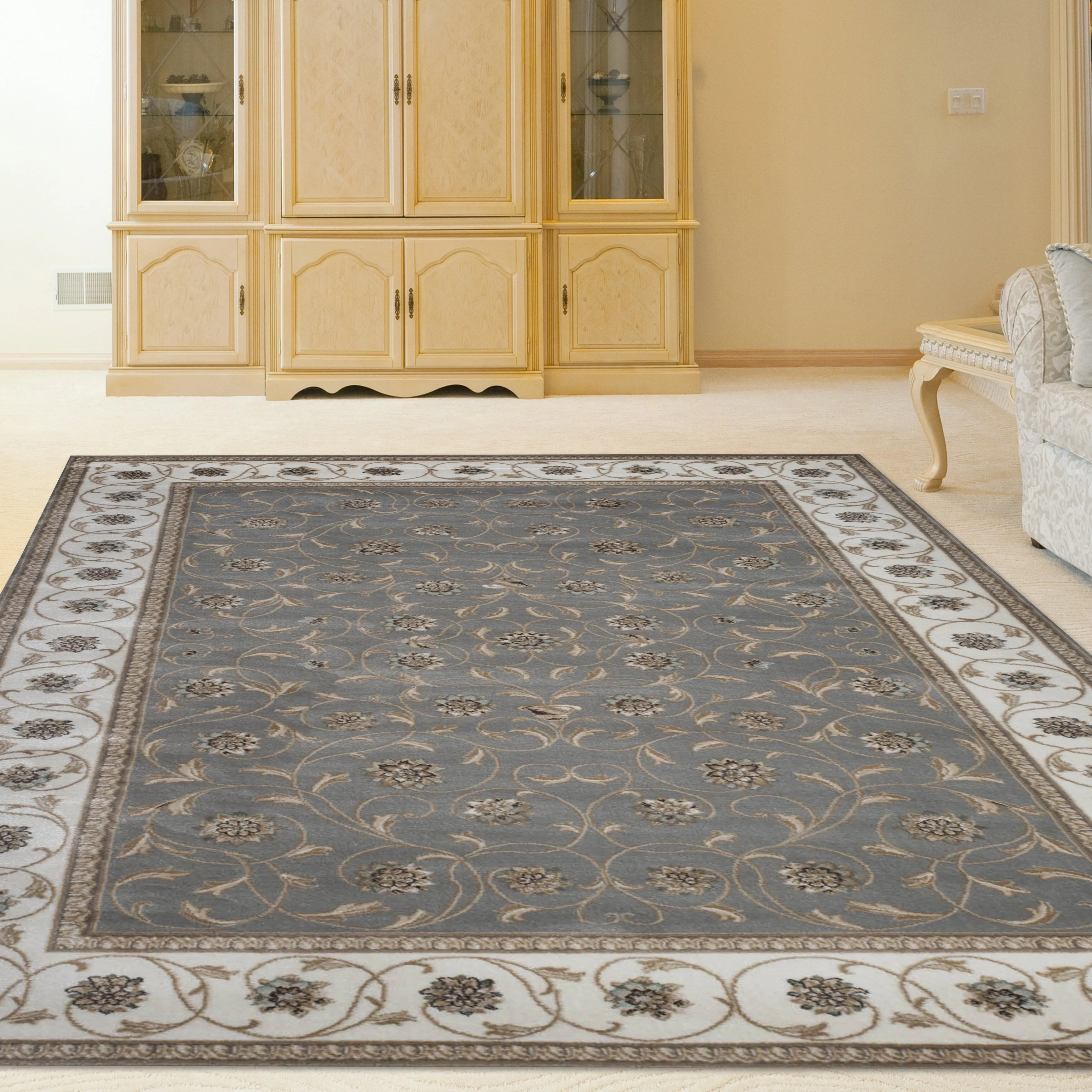 Admire Home Living Plaza Floral Scroll Area Rug