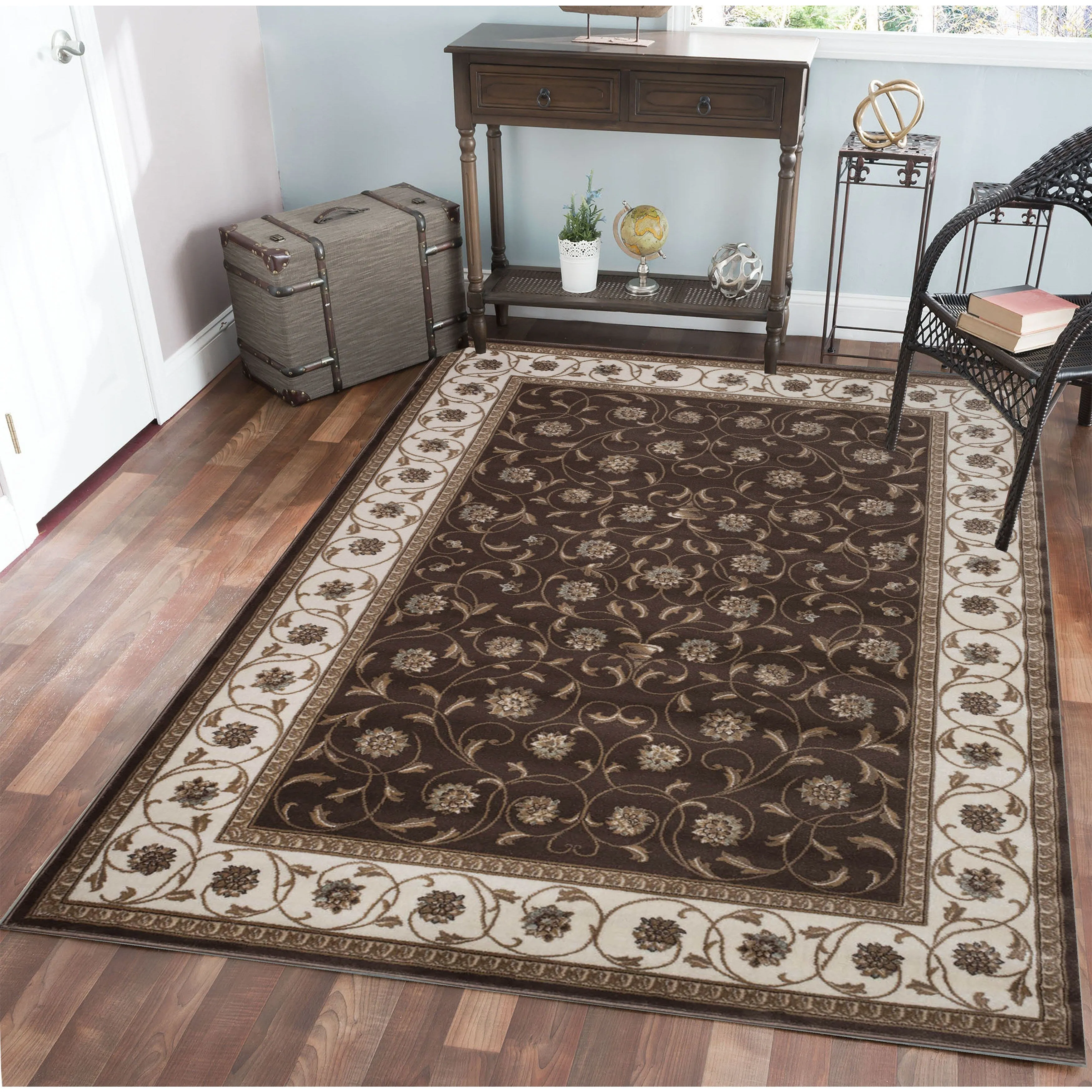 Admire Home Living Plaza Floral Scroll Area Rug