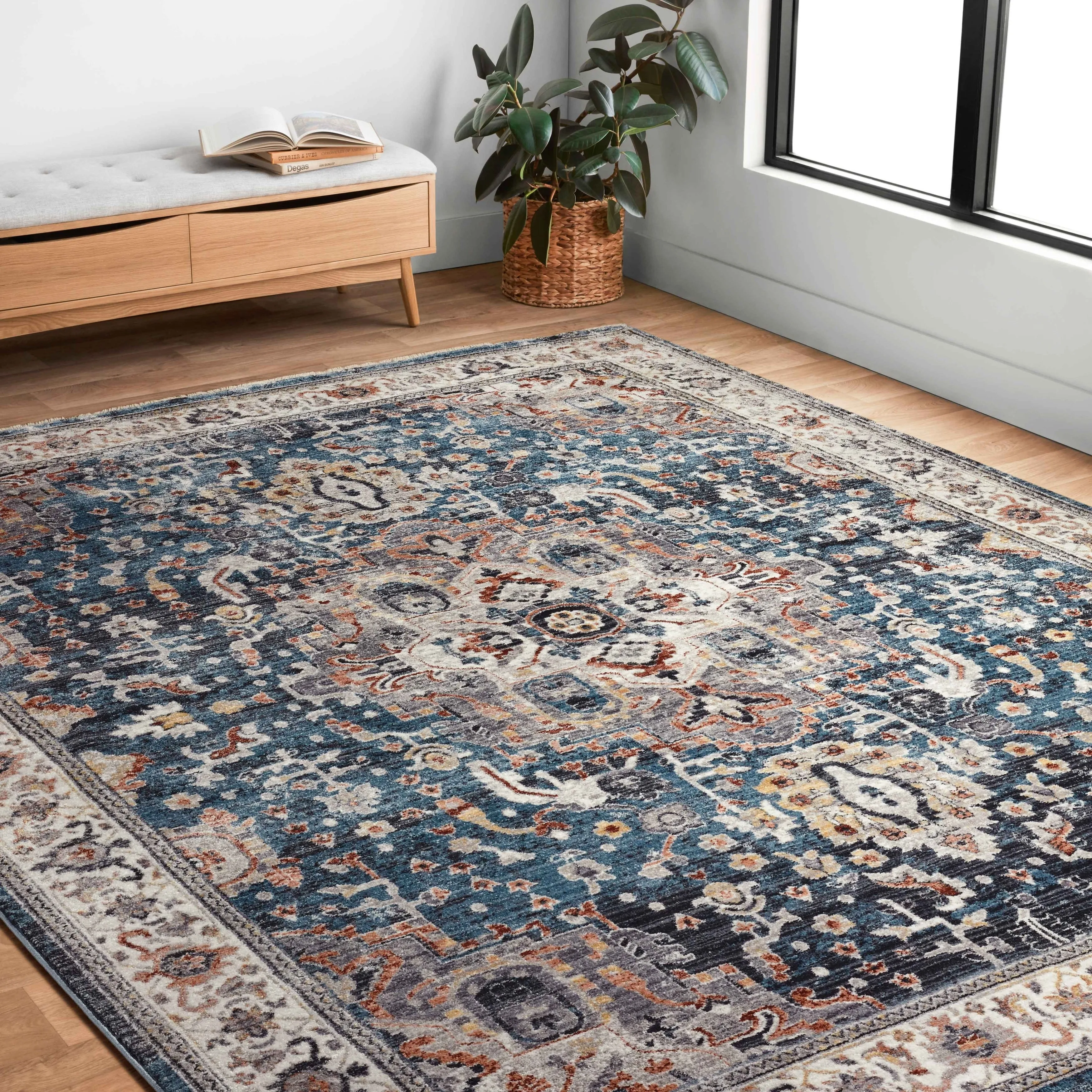 Alexander Home Hondo Traditional Medallion Border Area Rug