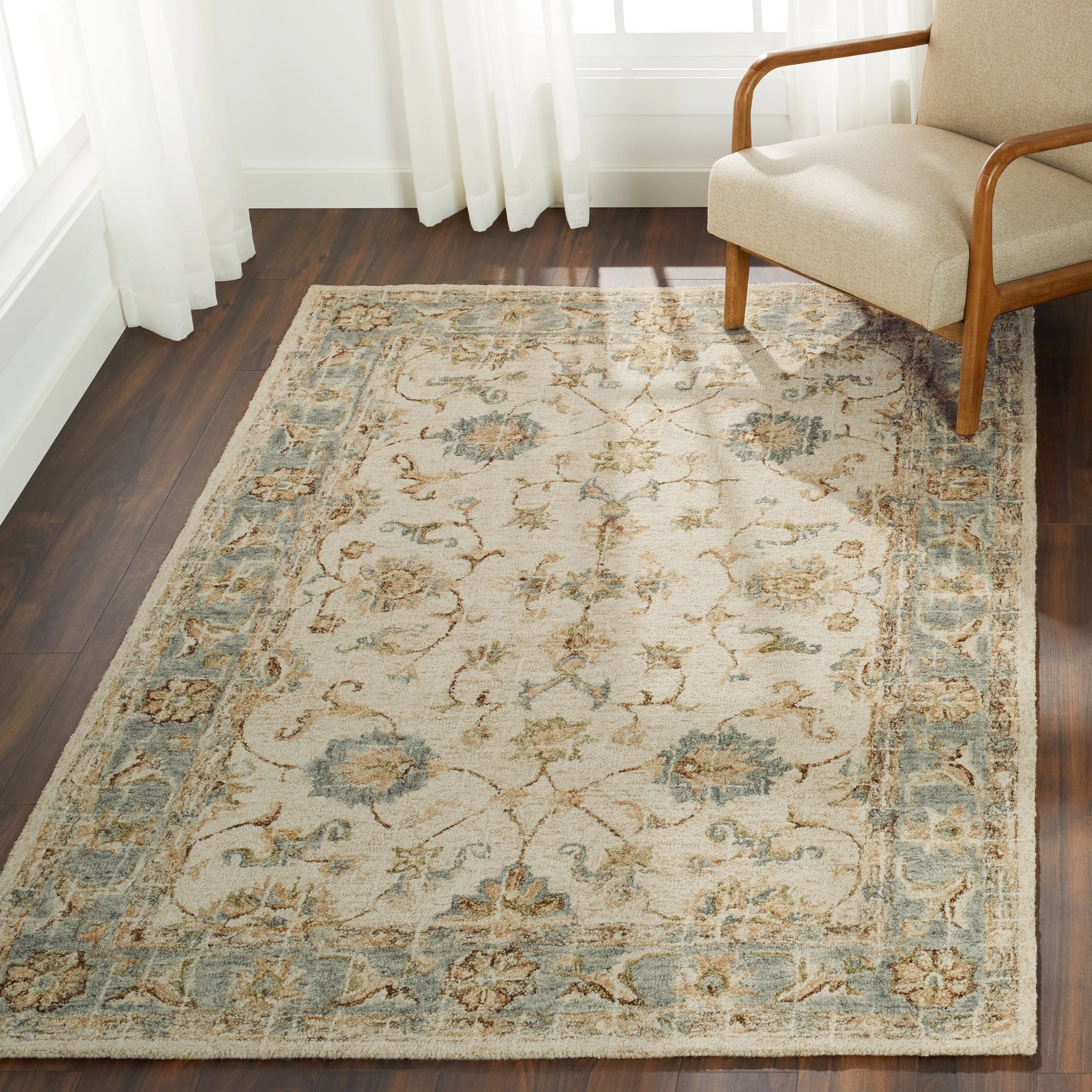 Alexander Home Transitional Scroll Hand-hooked Wool Area Rug
