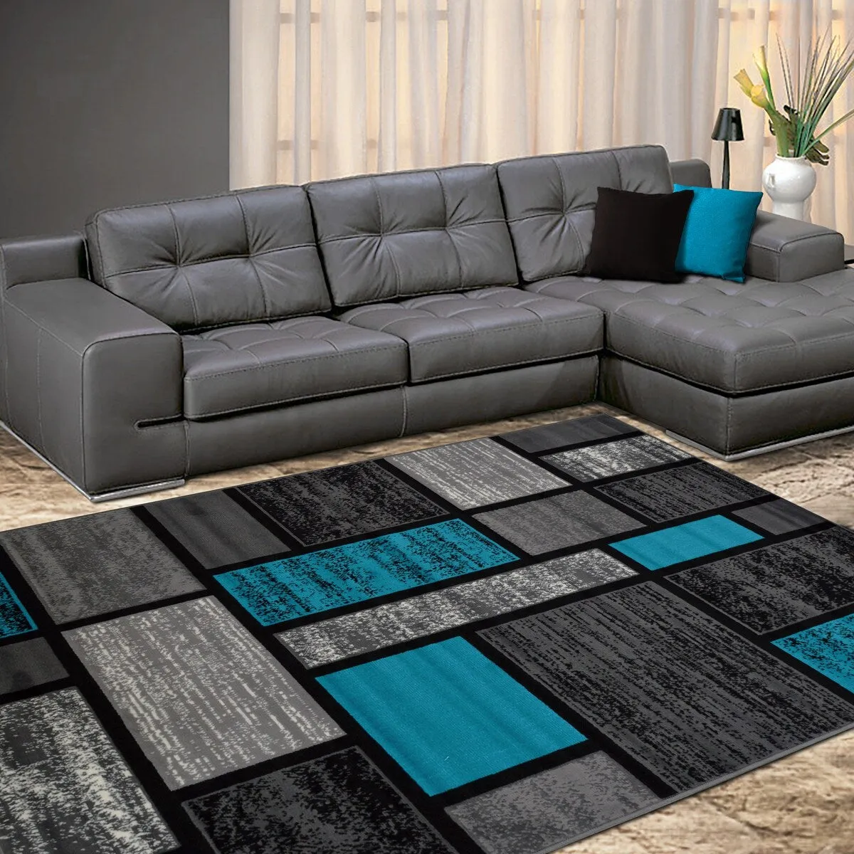 Allstar Modern Accent Rug with Mosaic Rectangle design
