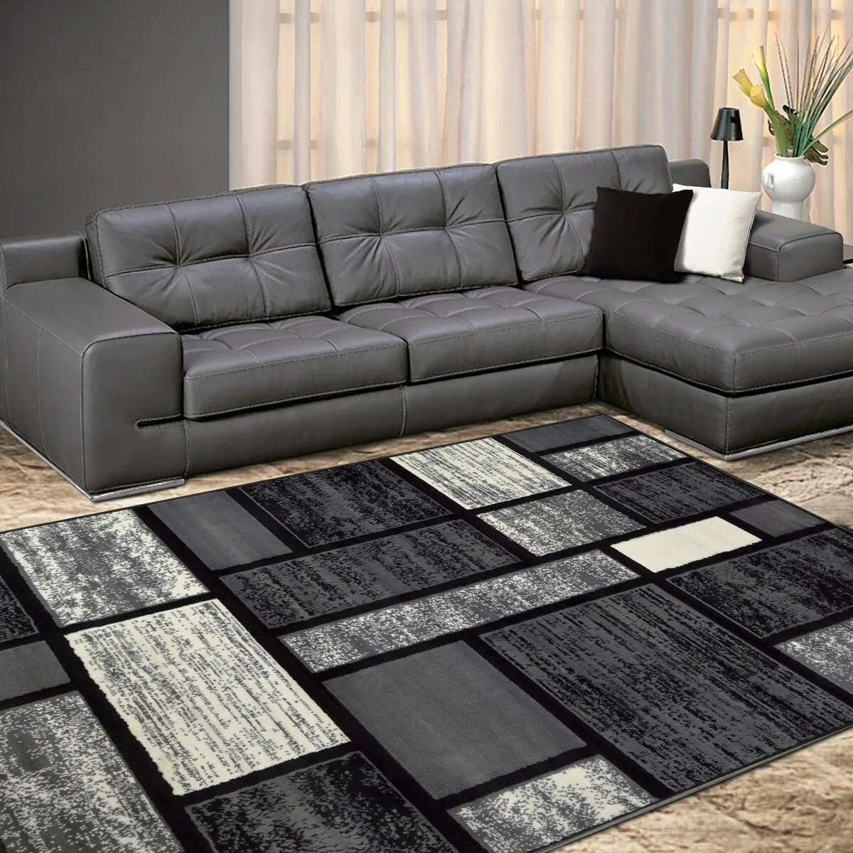 Allstar Modern Accent Rug with Mosaic Rectangle design