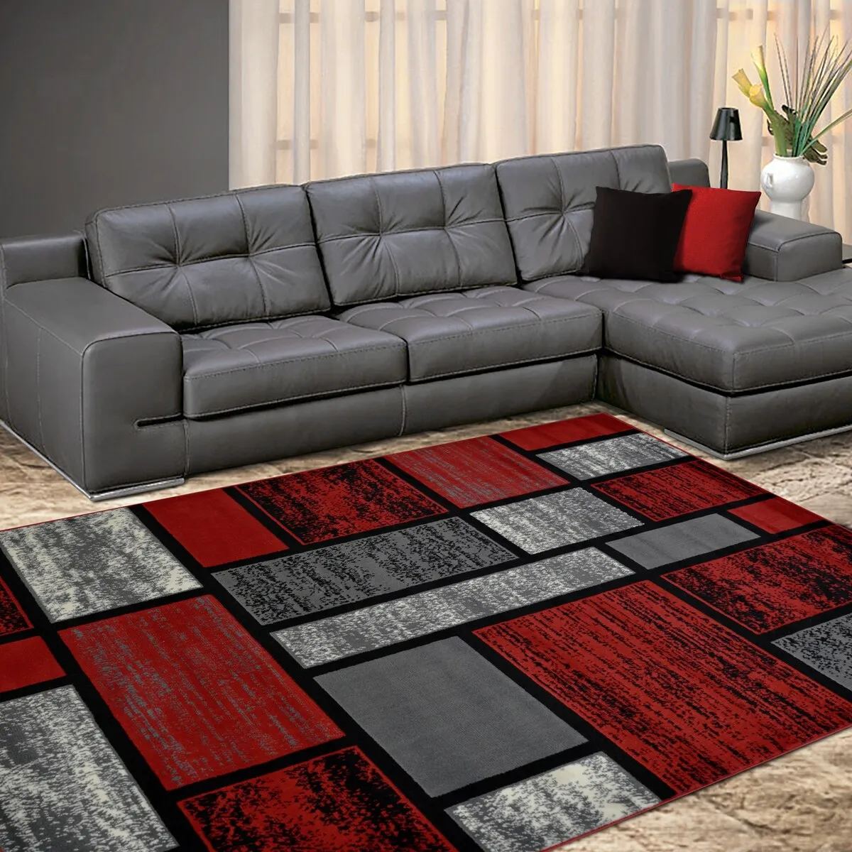 Allstar Modern Accent Rug with Mosaic Rectangle design