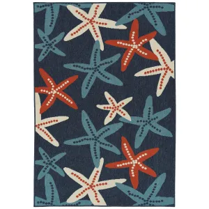 Amalie Geometric Border Coastal Polypropylene Indoor/ Outdoor Area Rug