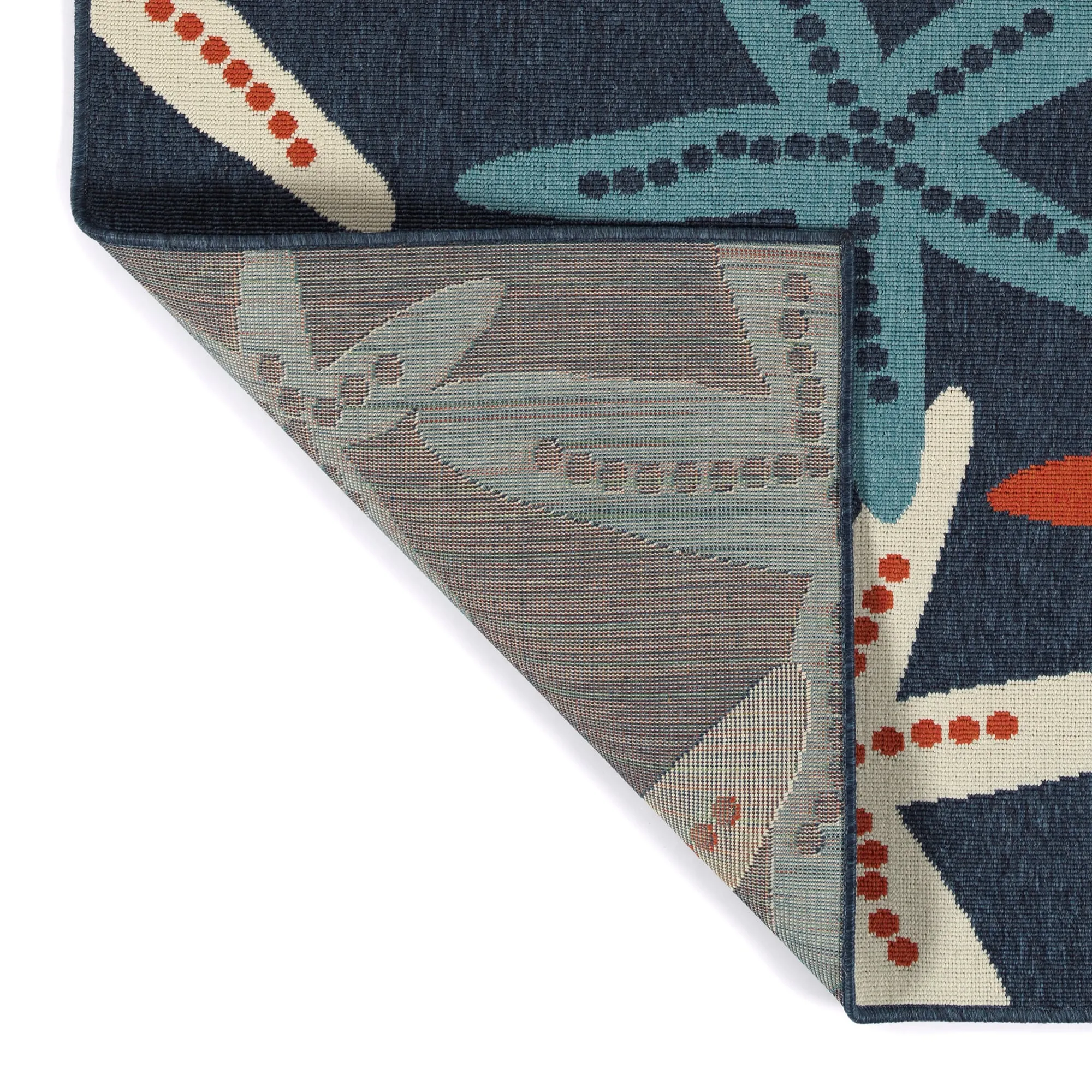 Amalie Geometric Border Coastal Polypropylene Indoor/ Outdoor Area Rug
