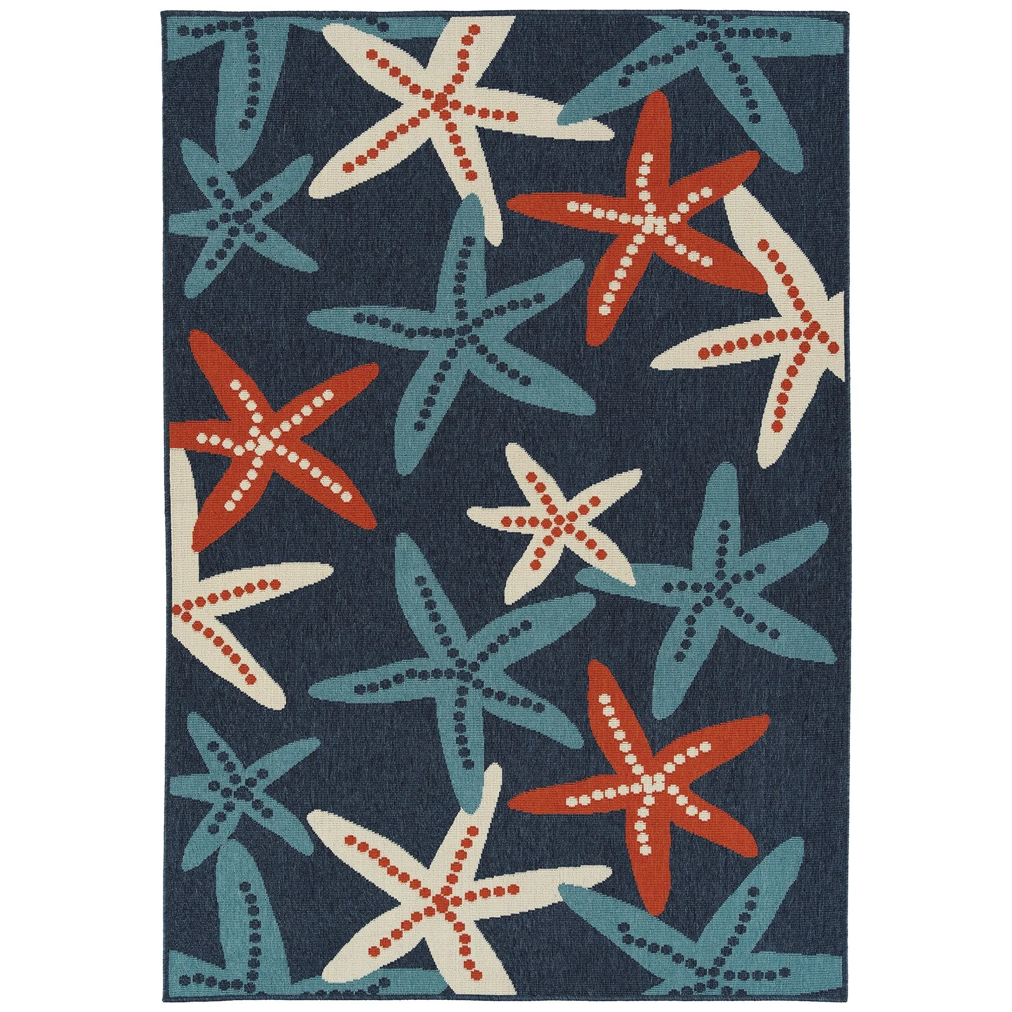 Amalie Geometric Border Coastal Polypropylene Indoor/ Outdoor Area Rug