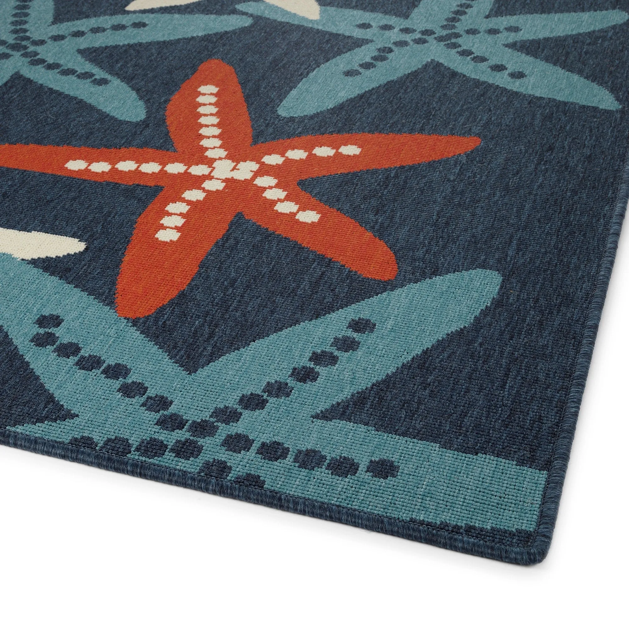 Amalie Geometric Border Coastal Polypropylene Indoor/ Outdoor Area Rug