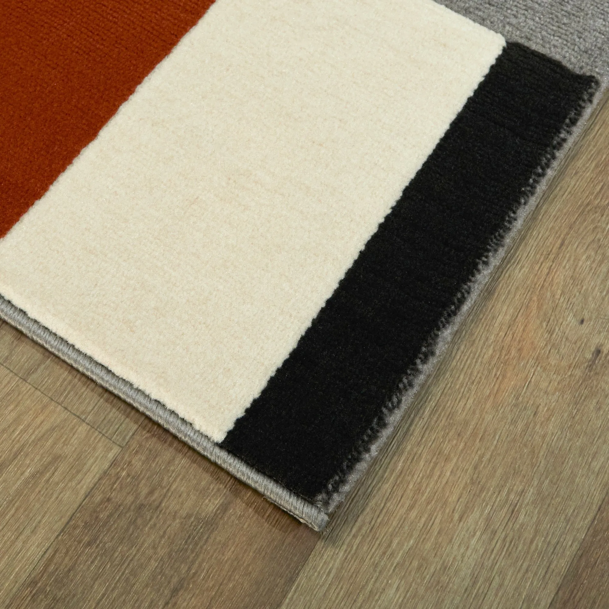 Bailey Mid-century Modern Striped Color Block Low-pile Area Rug