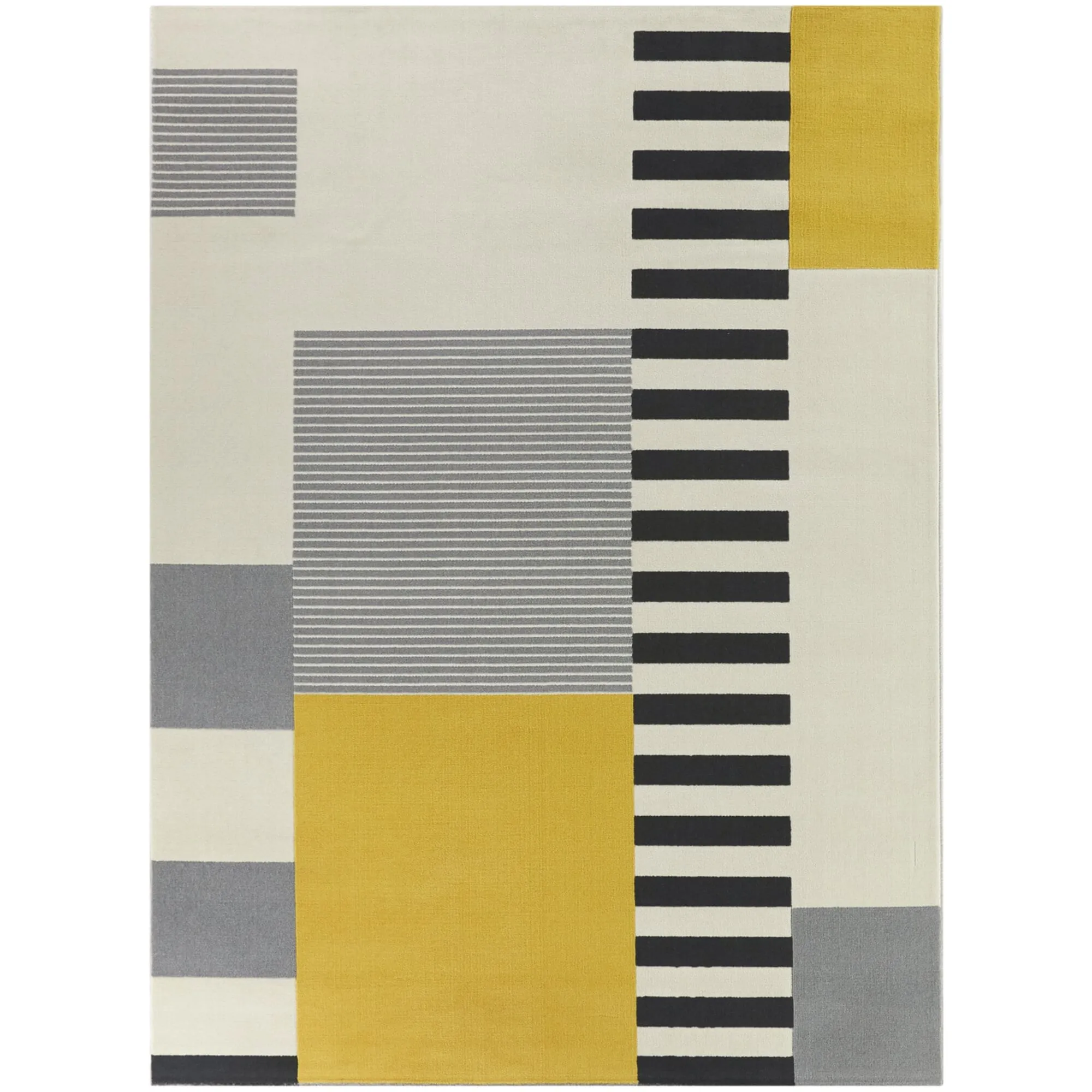 Bailey Mid-century Modern Striped Color Block Low-pile Area Rug