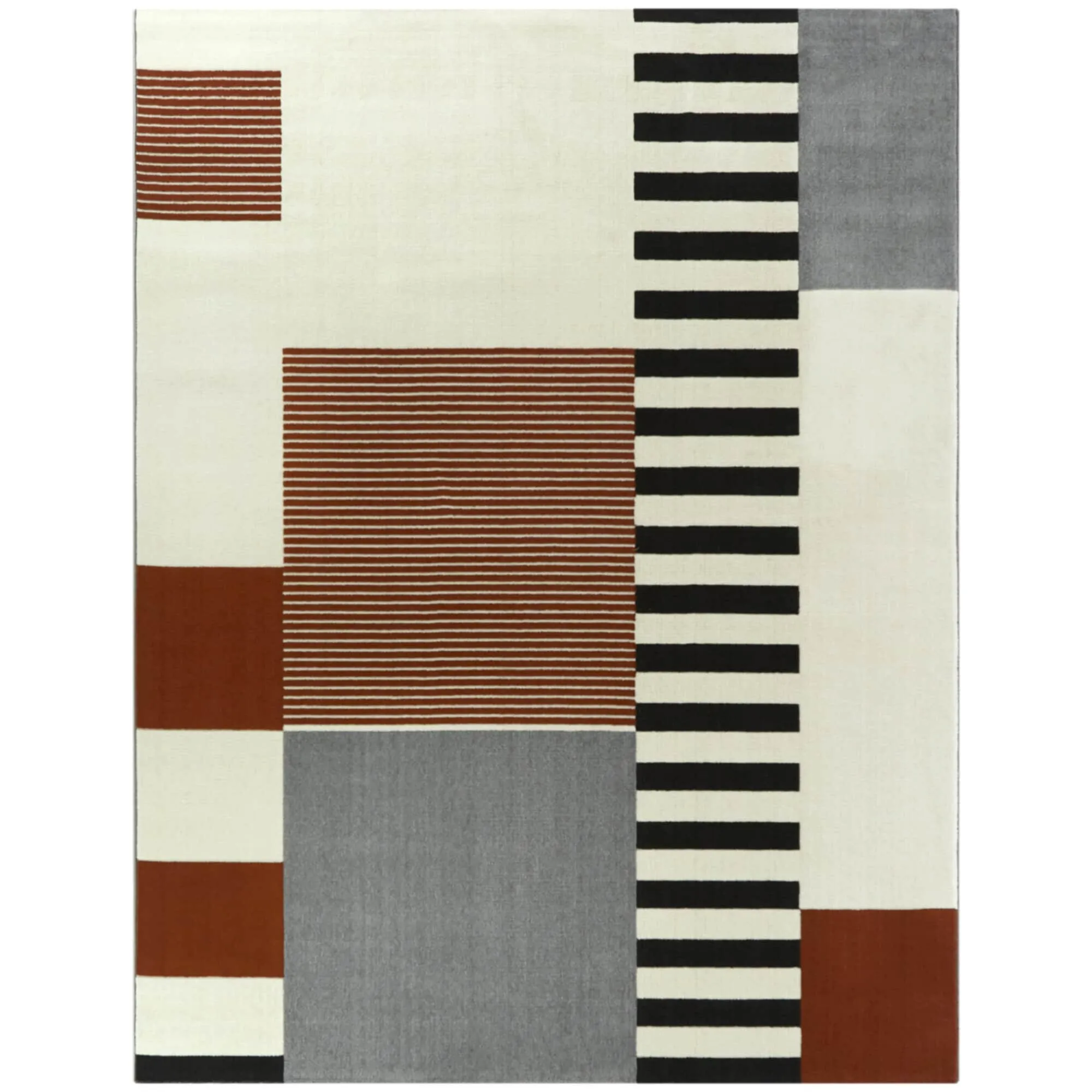Bailey Mid-century Modern Striped Color Block Low-pile Area Rug
