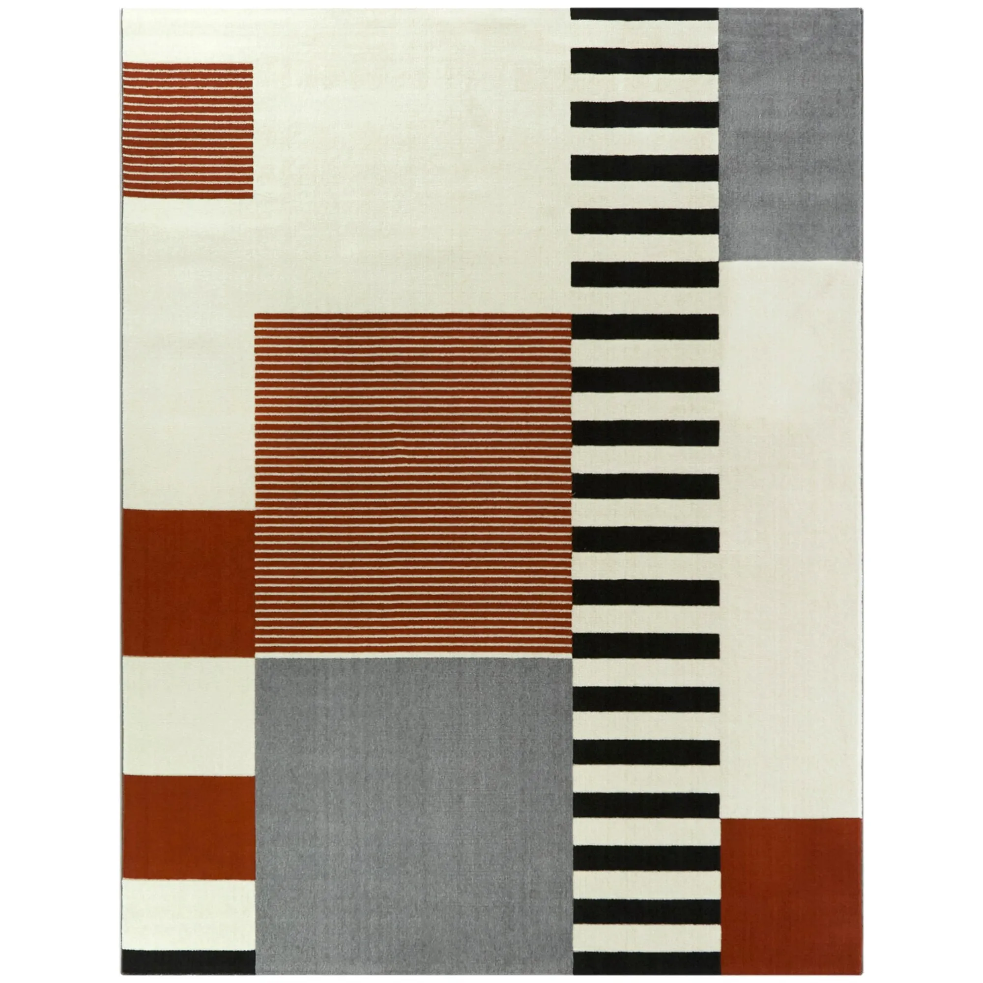 Bailey Mid-century Modern Striped Color Block Low-pile Area Rug