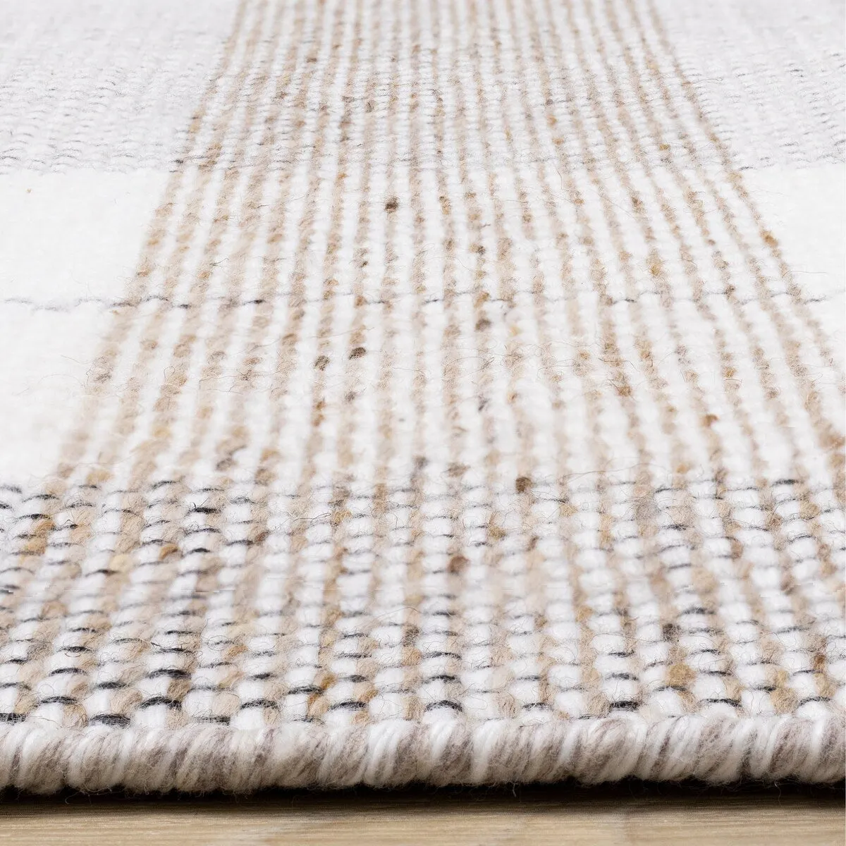 Beige Plaid Farmhouse Recycled Area Rug
