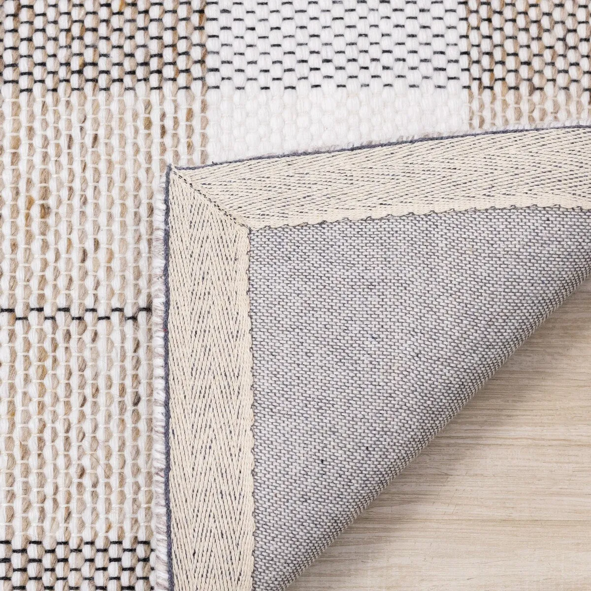 Beige Plaid Farmhouse Recycled Area Rug
