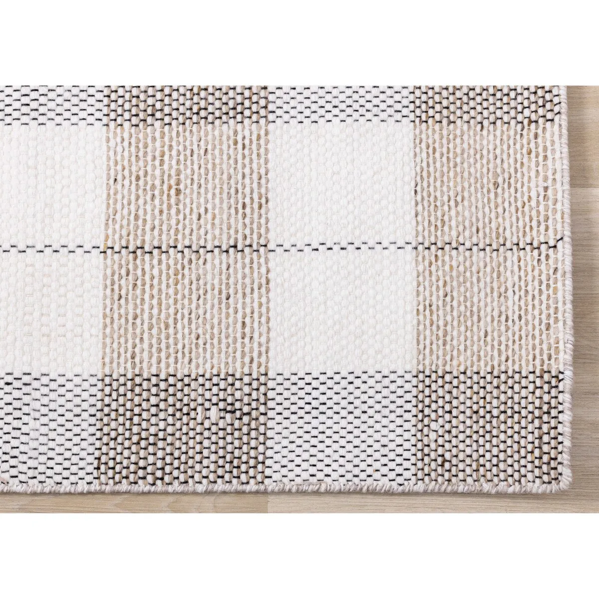 Beige Plaid Farmhouse Recycled Area Rug