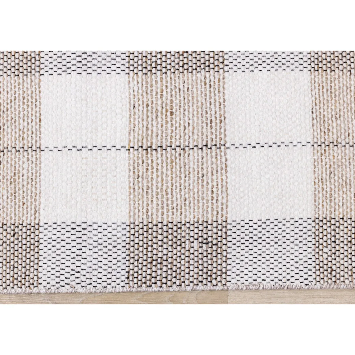 Beige Plaid Farmhouse Recycled Area Rug