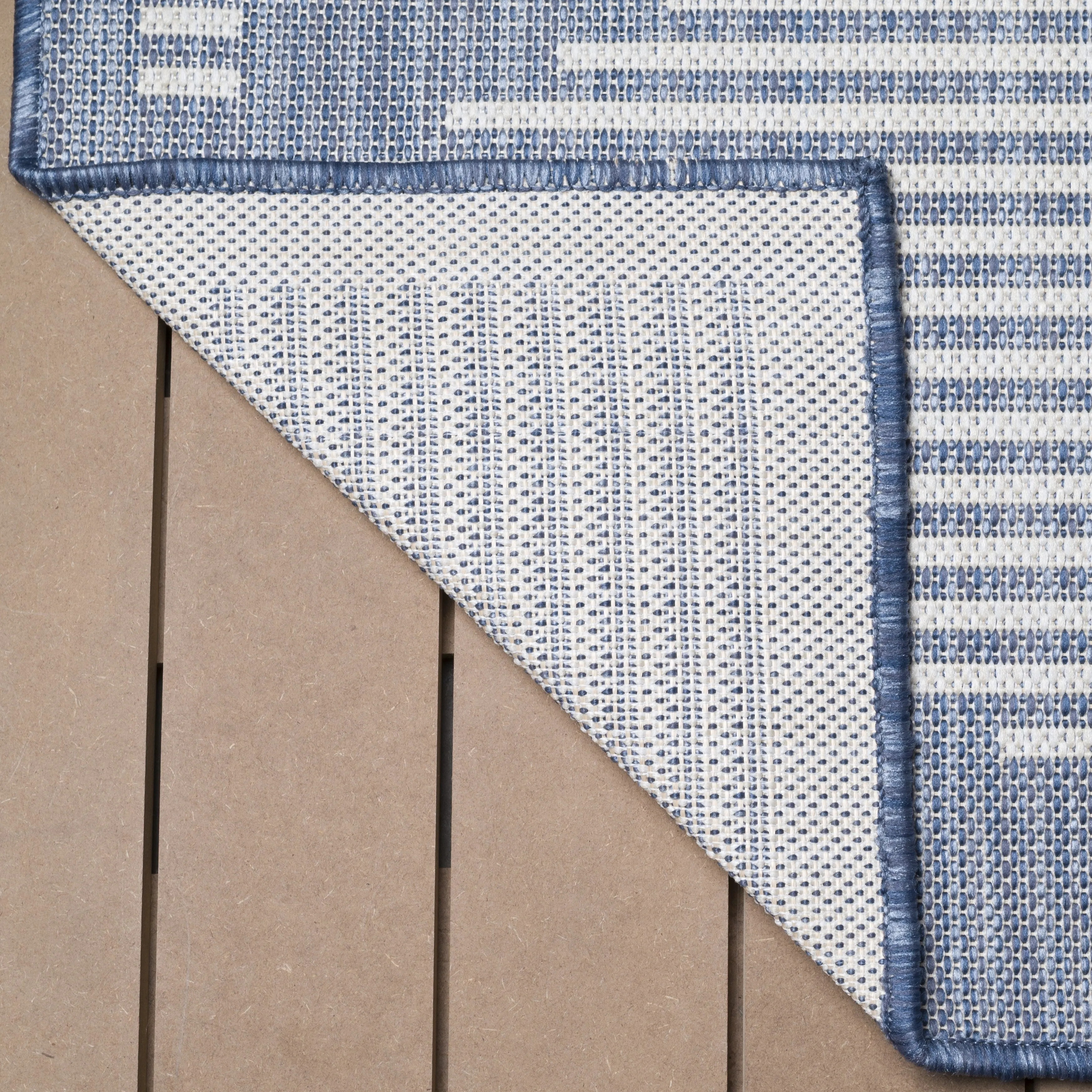 Beverly Rug Blue Geometric Indoor Outdoor Rug. Outside Carpet for Patio. Deck. Porch