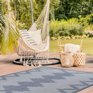 Beverly Rug Blue Geometric Indoor Outdoor Rug. Outside Carpet for Patio. Deck. Porch