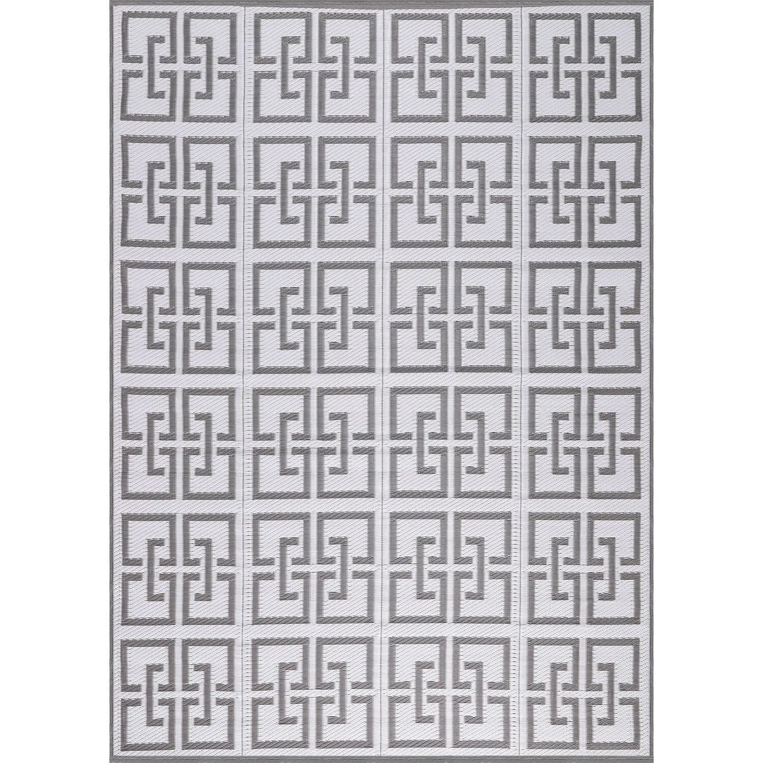 Beverly Rug Geometric Greek Key Outdoor Rug Waterproof for Patio. RV Camping