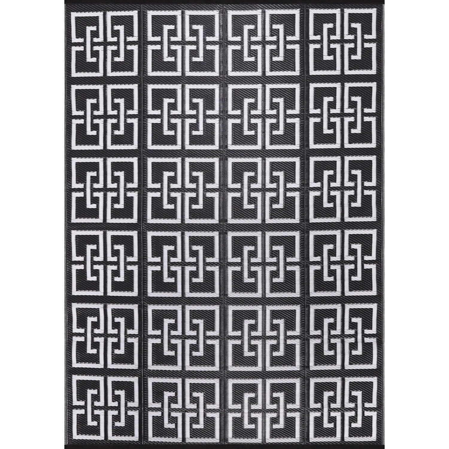 Beverly Rug Geometric Greek Key Outdoor Rug Waterproof for Patio. RV Camping