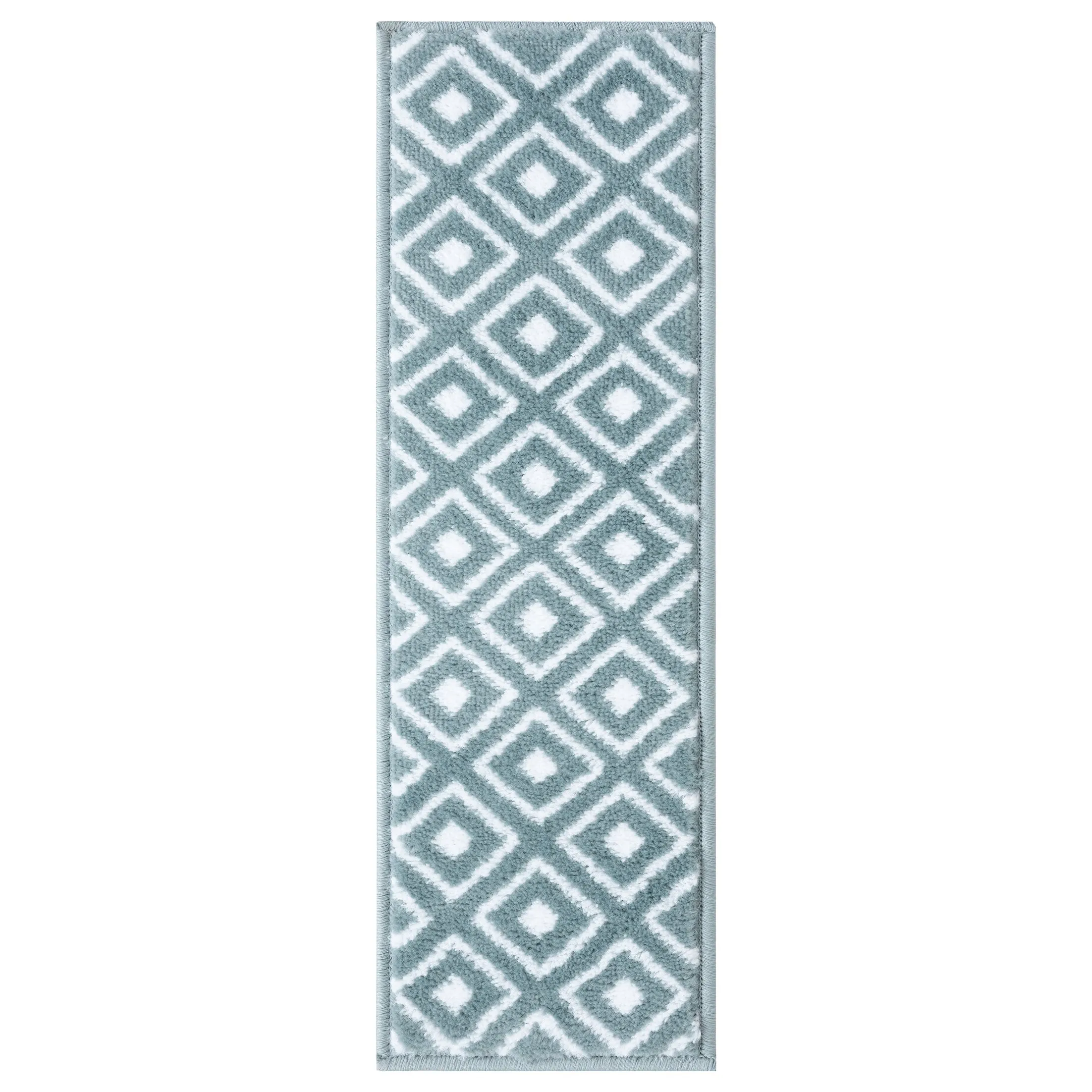 Beverly Rug Indoor Non Slip Carpet Stair Treads w/ Installed Tape 9x28 Medallion Teal / Ivory