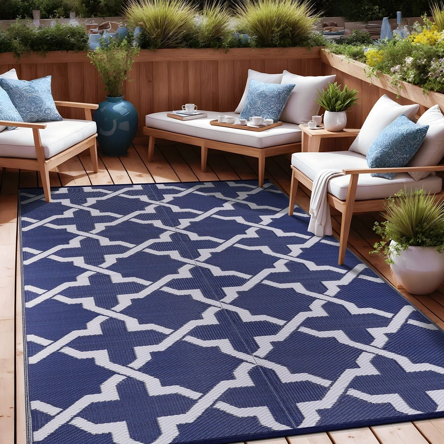 Beverly Rug Reversible Trellis Pattern Indoor/ Outdoor Area Rug