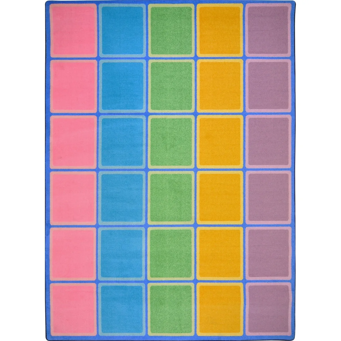 Blocks Abound Pastel Educational Nylon Area Rug
