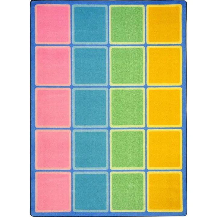 Blocks Abound Pastel Educational Nylon Area Rug